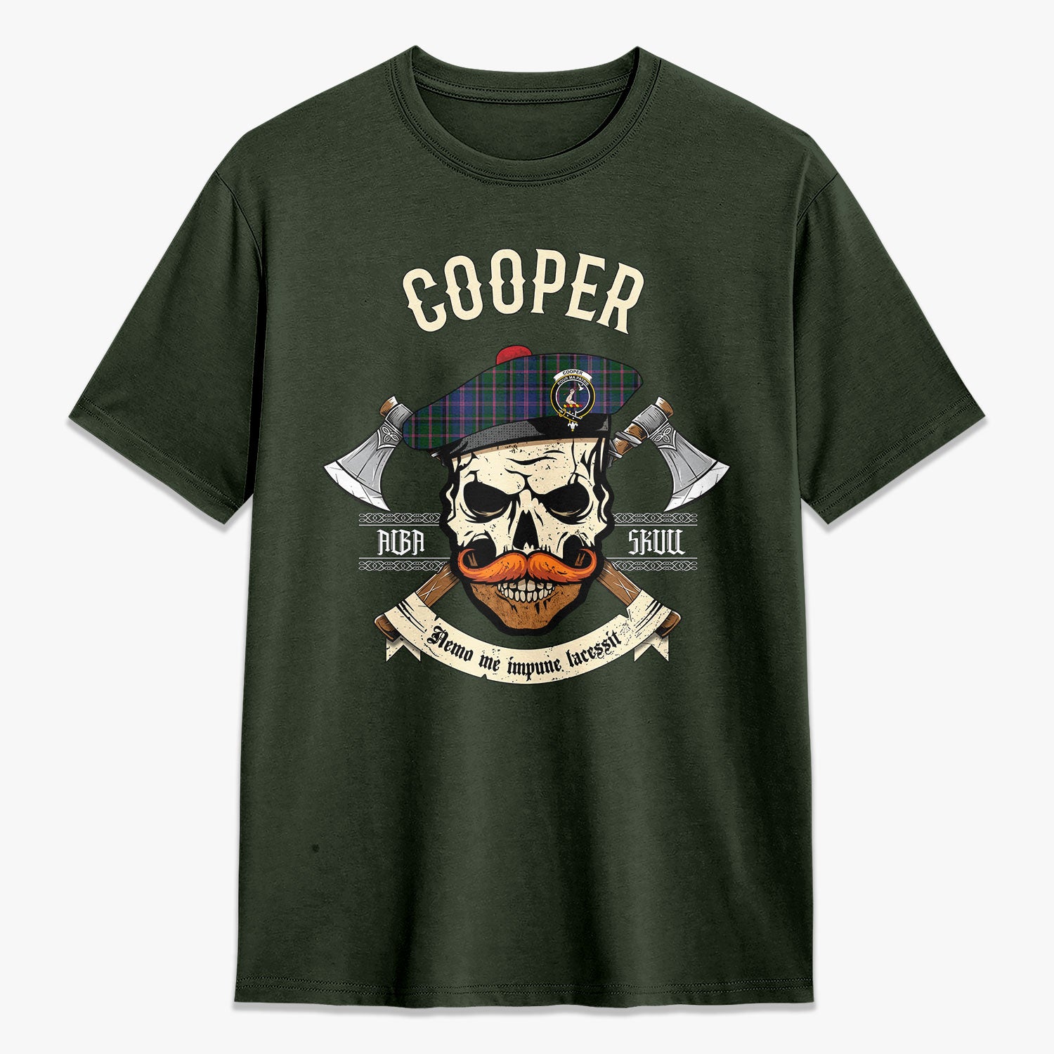 Cooper Tartan Crest 2D T-shirt - Alba Skull Style