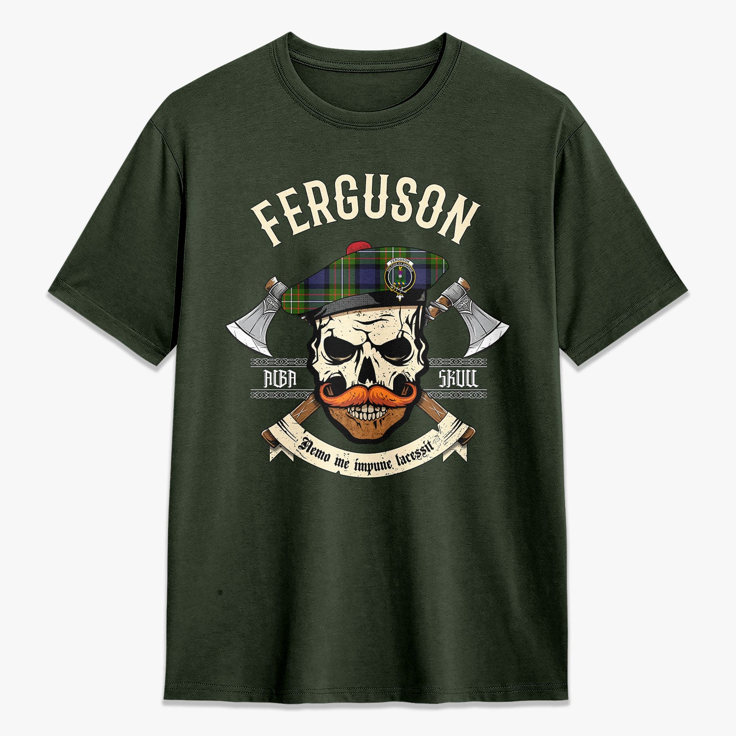 Ferguson Tartan Crest 2D T-shirt - Alba Skull Style