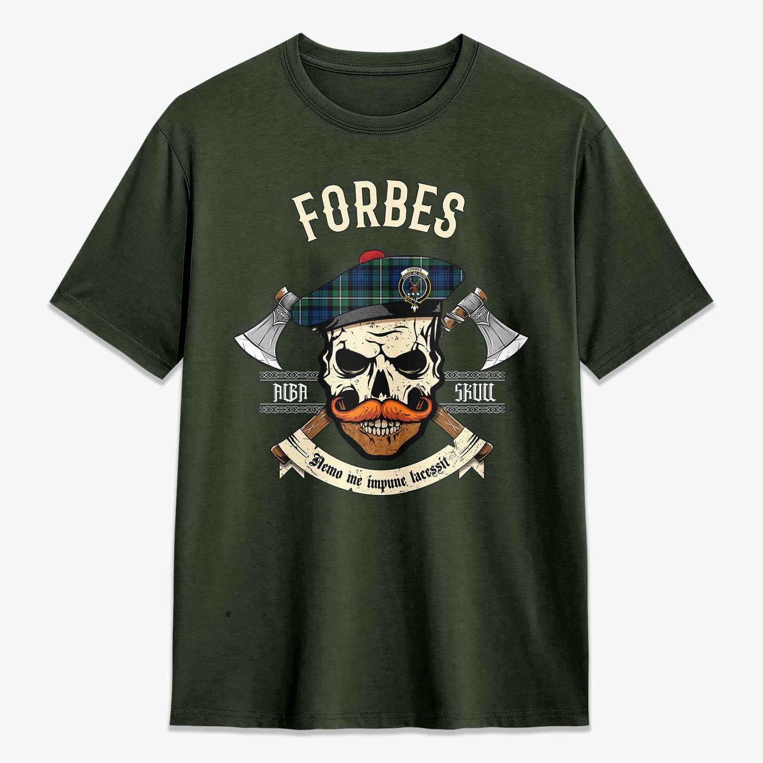 Forbes Ancient Tartan Crest 2D T-shirt - Alba Skull Style