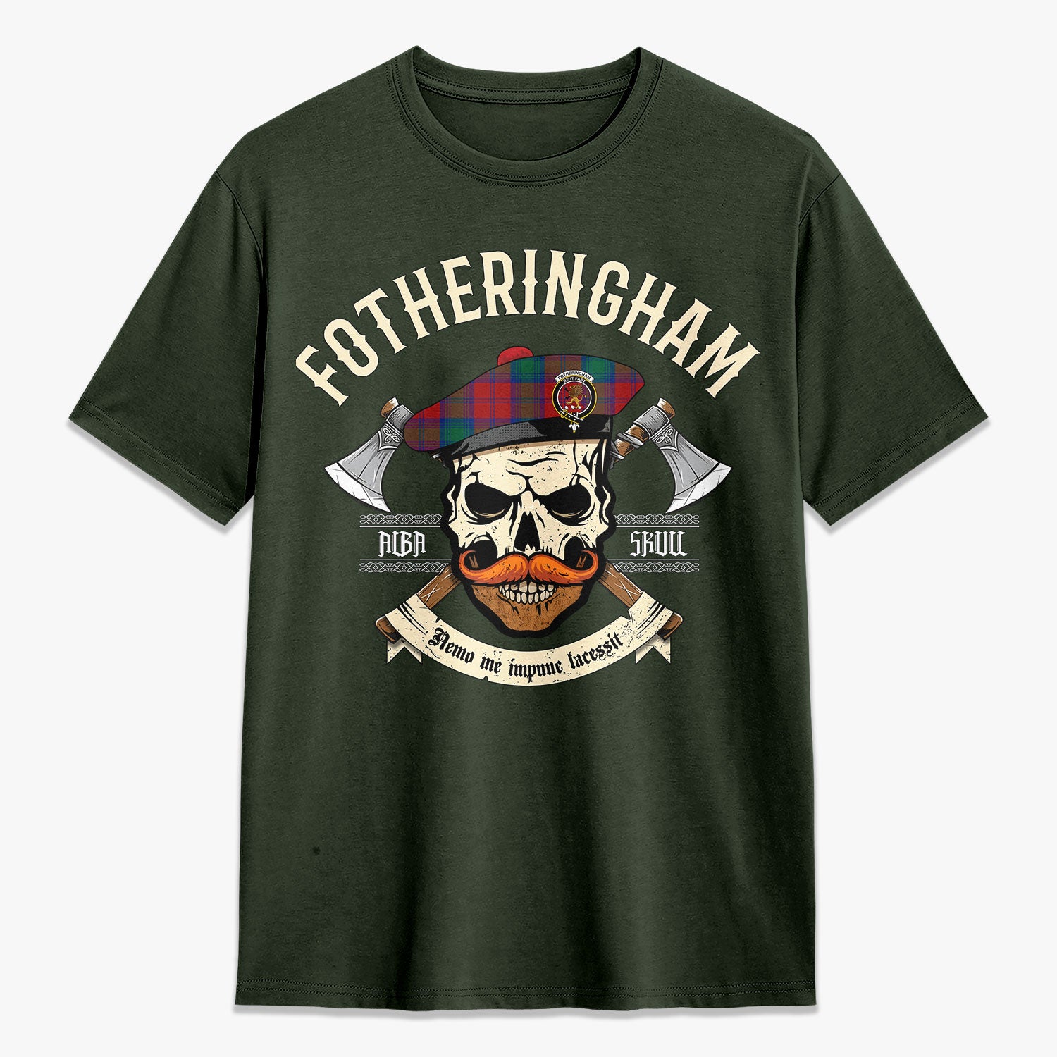 Fotheringham Tartan Crest 2D T-shirt - Alba Skull Style