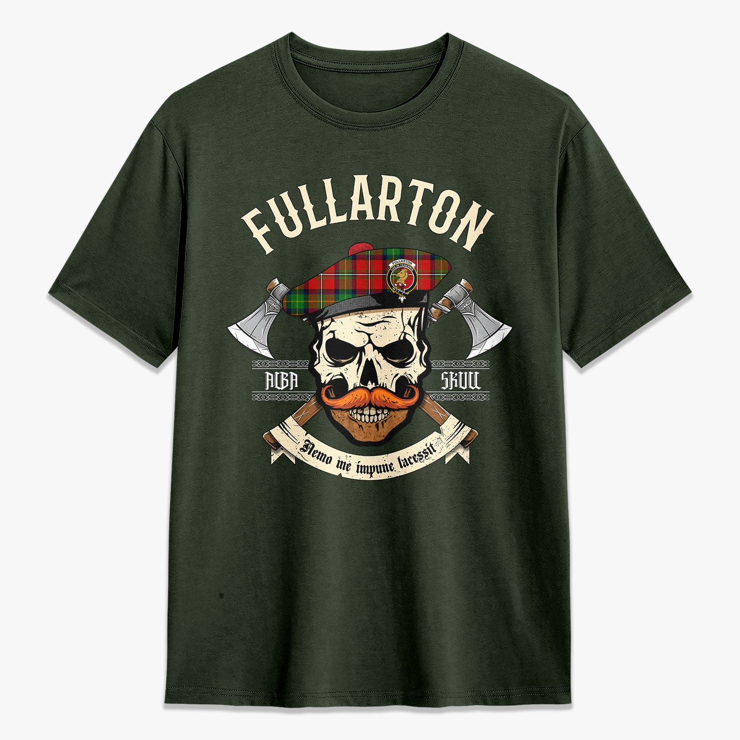 Fullarton Tartan Crest 2D T-shirt - Alba Skull Style