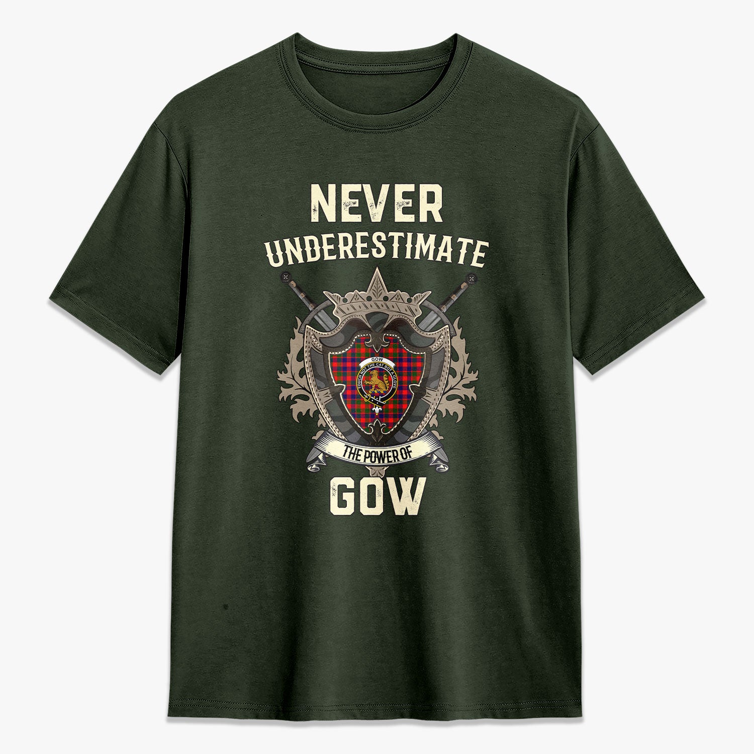 Gow (or McGouan) Tartan Crest 2D T-shirt - Never Underestimate Style