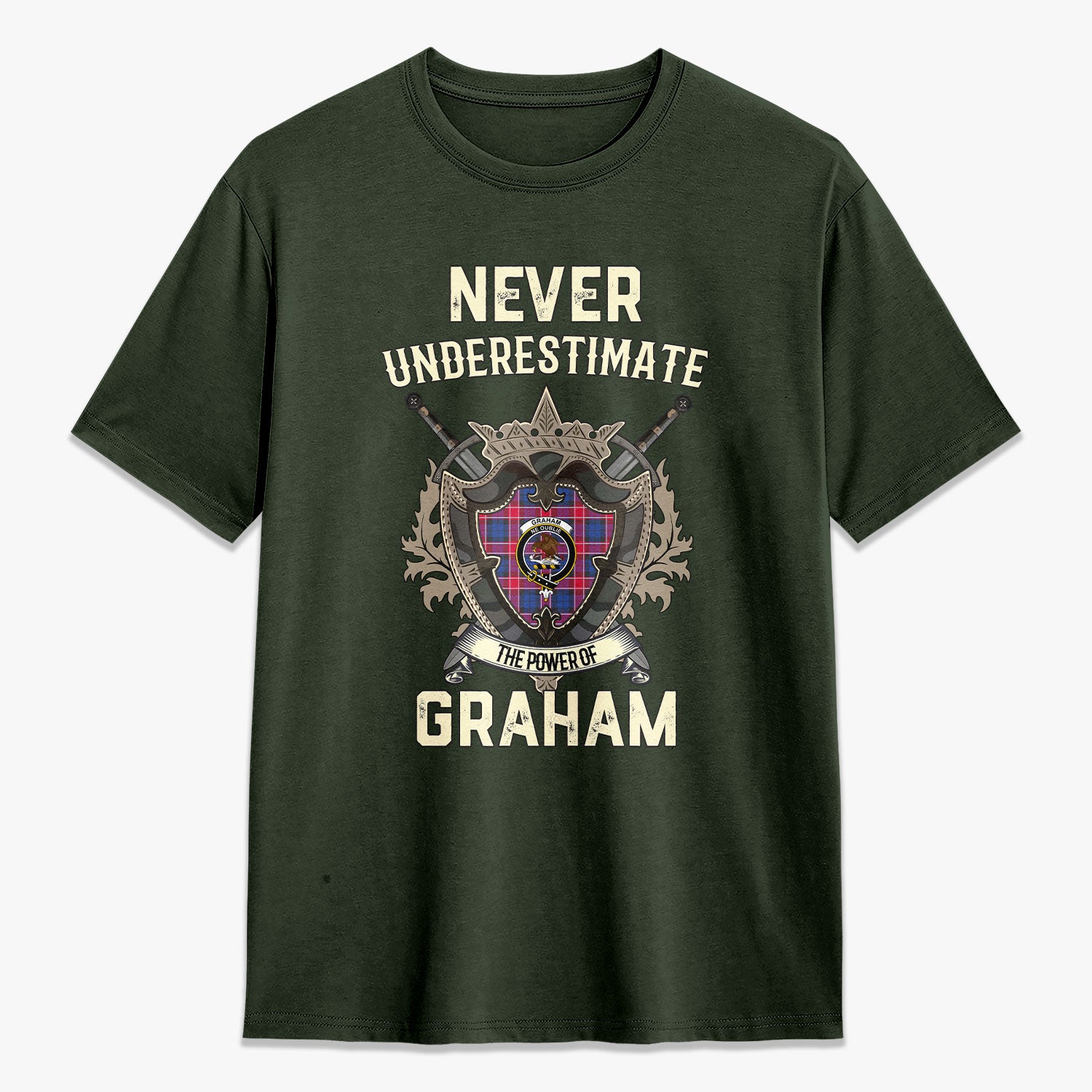Graham of Menteith Red Tartan Crest 2D T-shirt - Never Underestimate Style