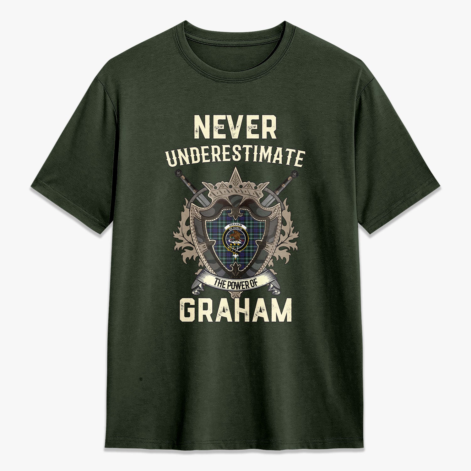 Graham of Montrose Modern Tartan Crest 2D T-shirt - Never Underestimate Style