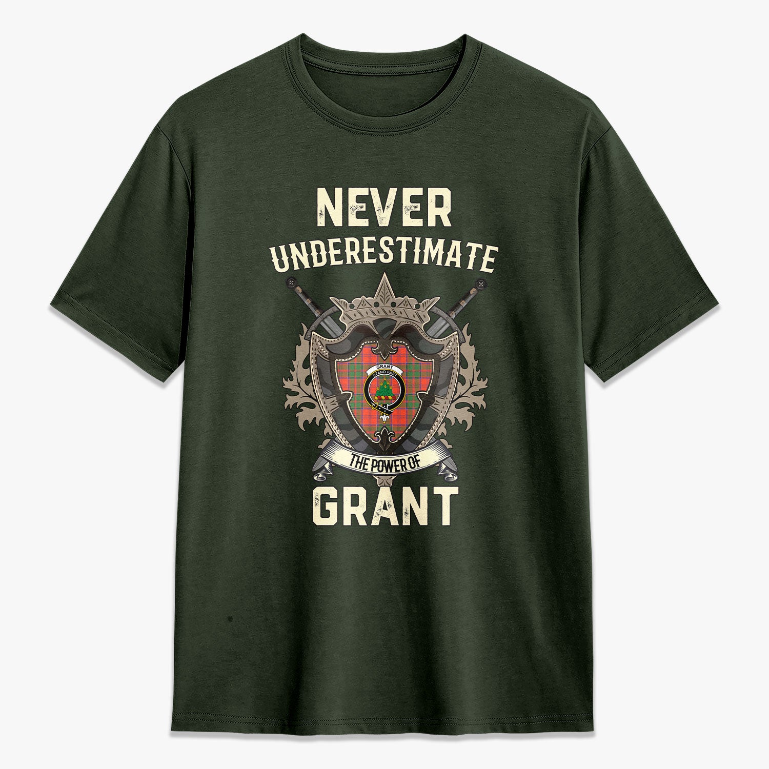 Grant Ancient Tartan Crest 2D T-shirt - Never Underestimate Style
