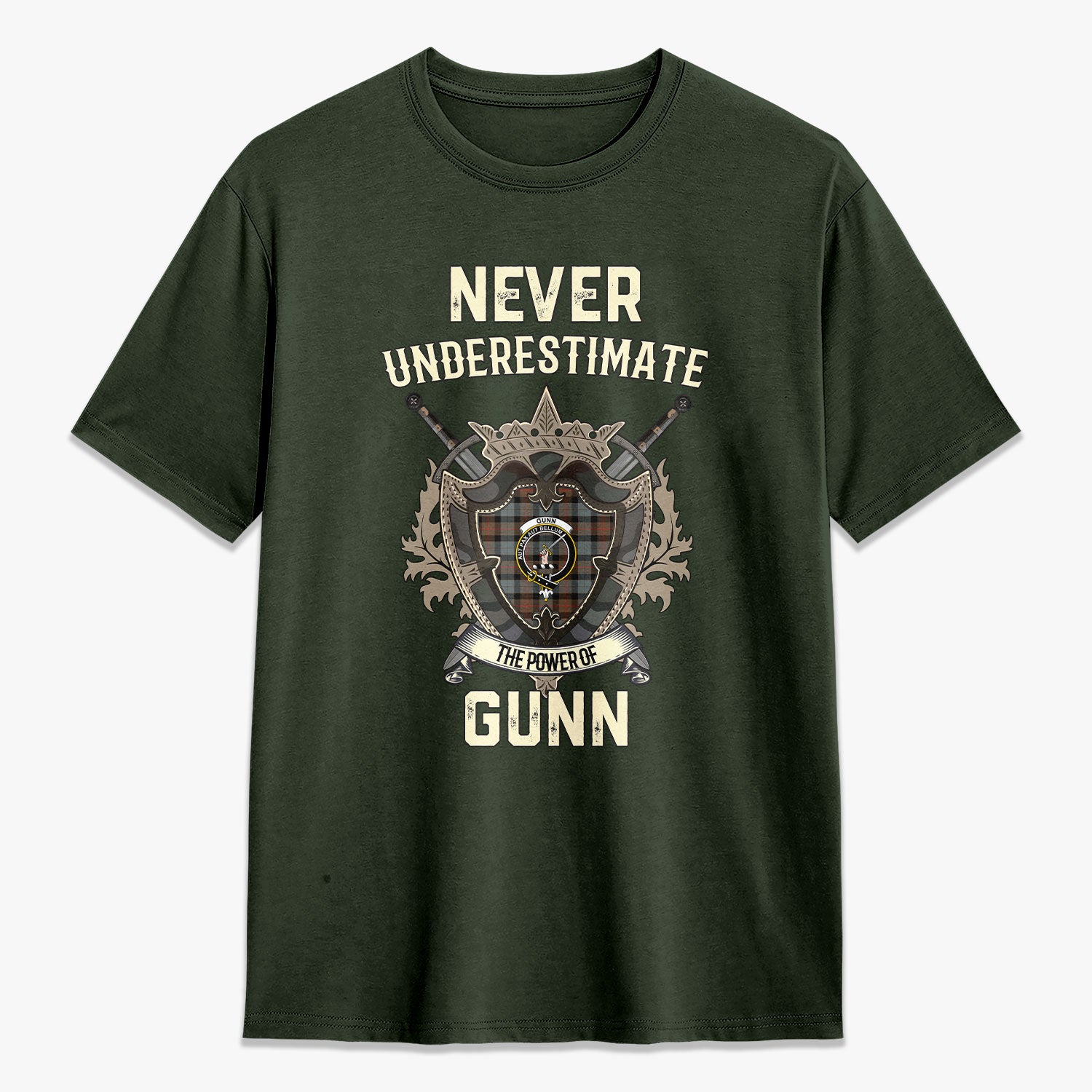 Gunn Weathered Tartan Crest 2D T-shirt - Never Underestimate Style
