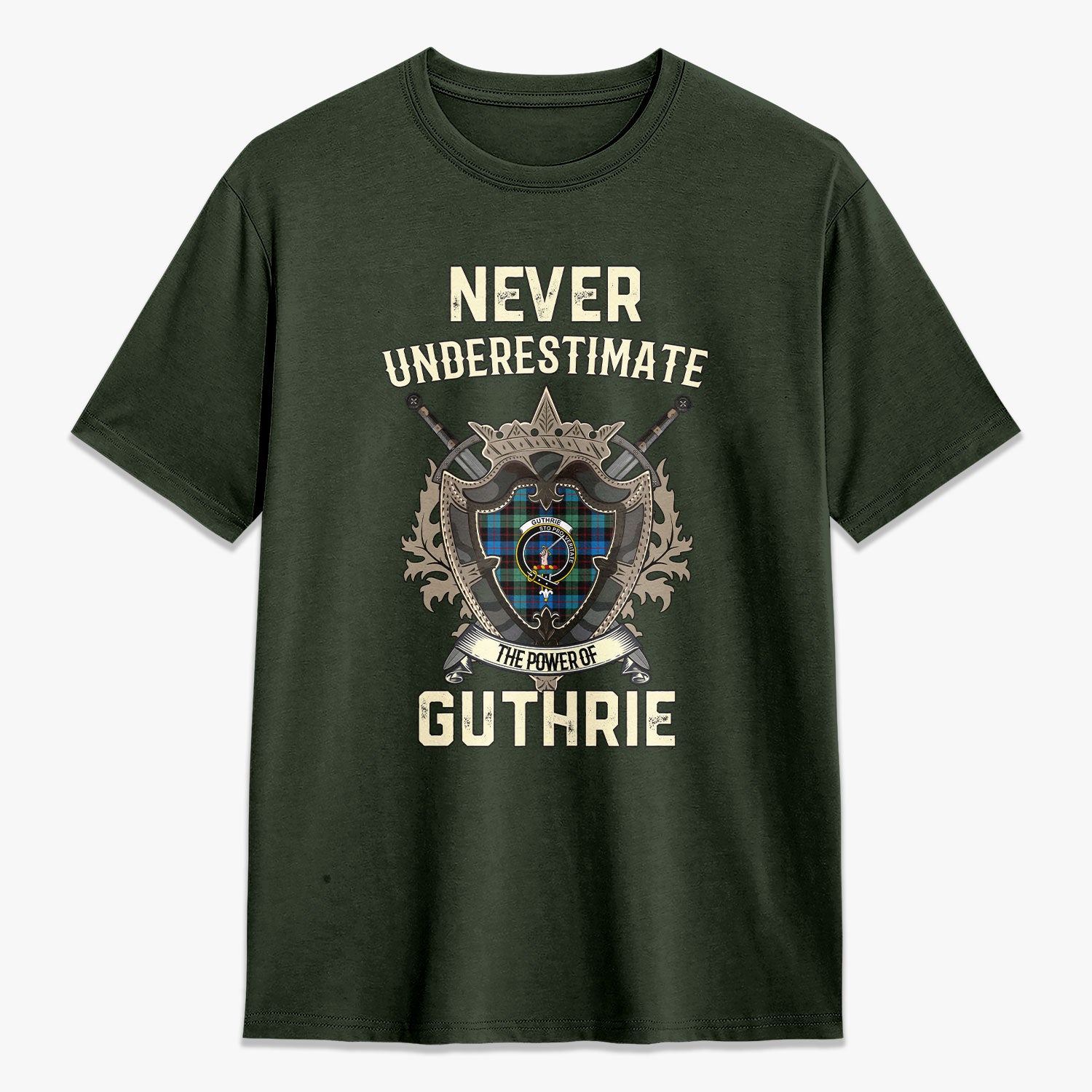 Guthrie Ancient Tartan Crest 2D T-shirt - Never Underestimate Style