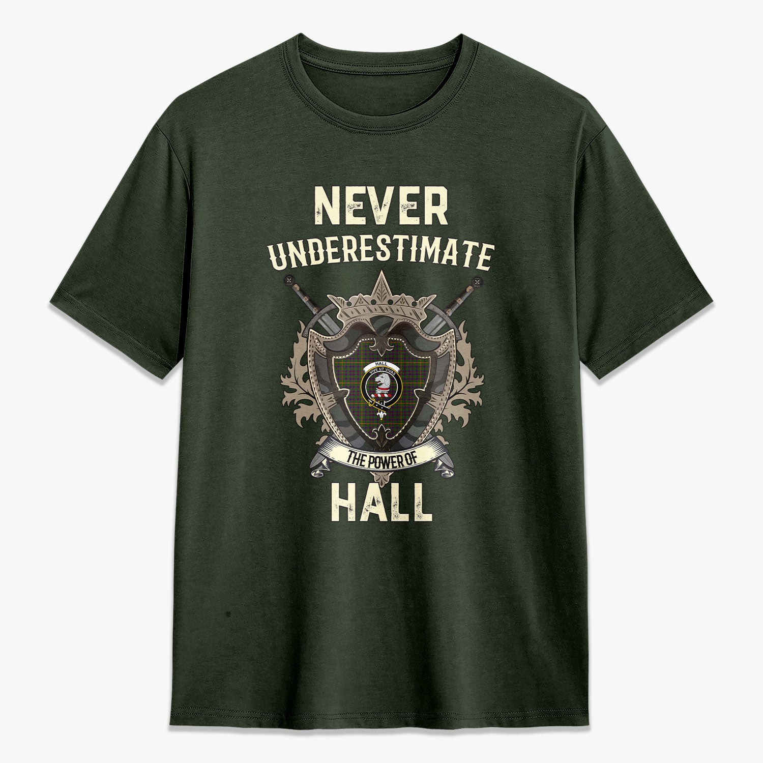 Hall Tartan Crest 2D T-shirt - Never Underestimate Style