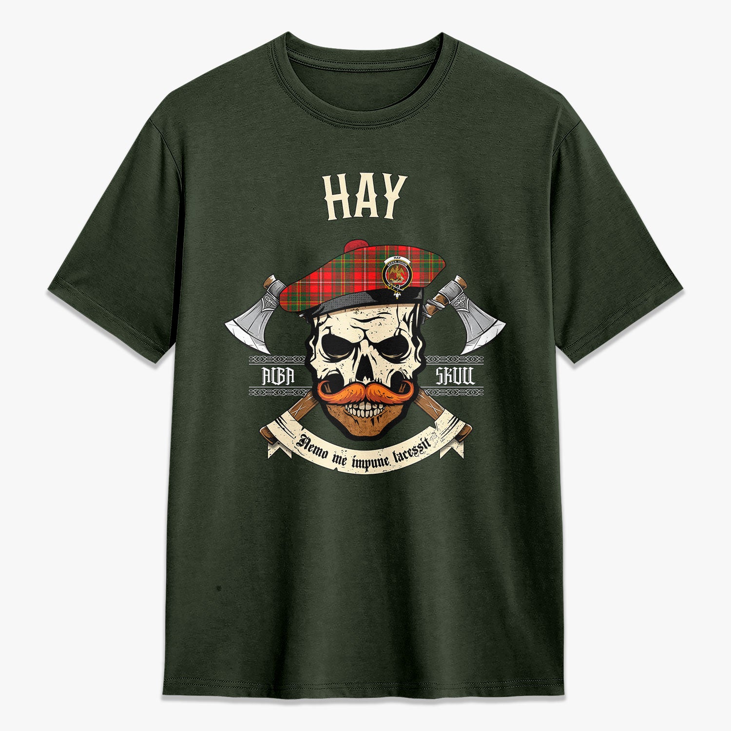 Hay Modern Tartan Crest 2D T-shirt - Alba Skull Style