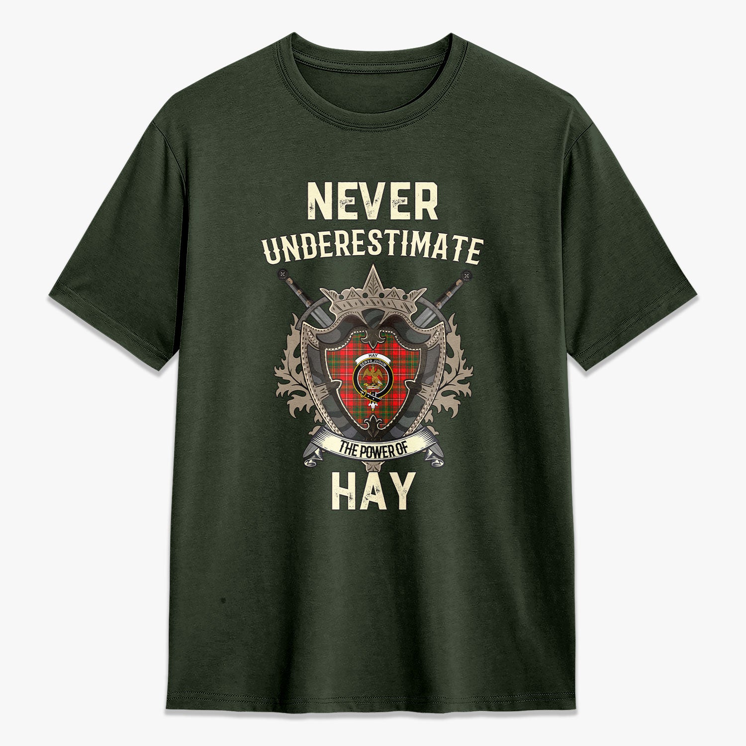 Hay Modern Tartan Crest 2D T-shirt - Never Underestimate Style