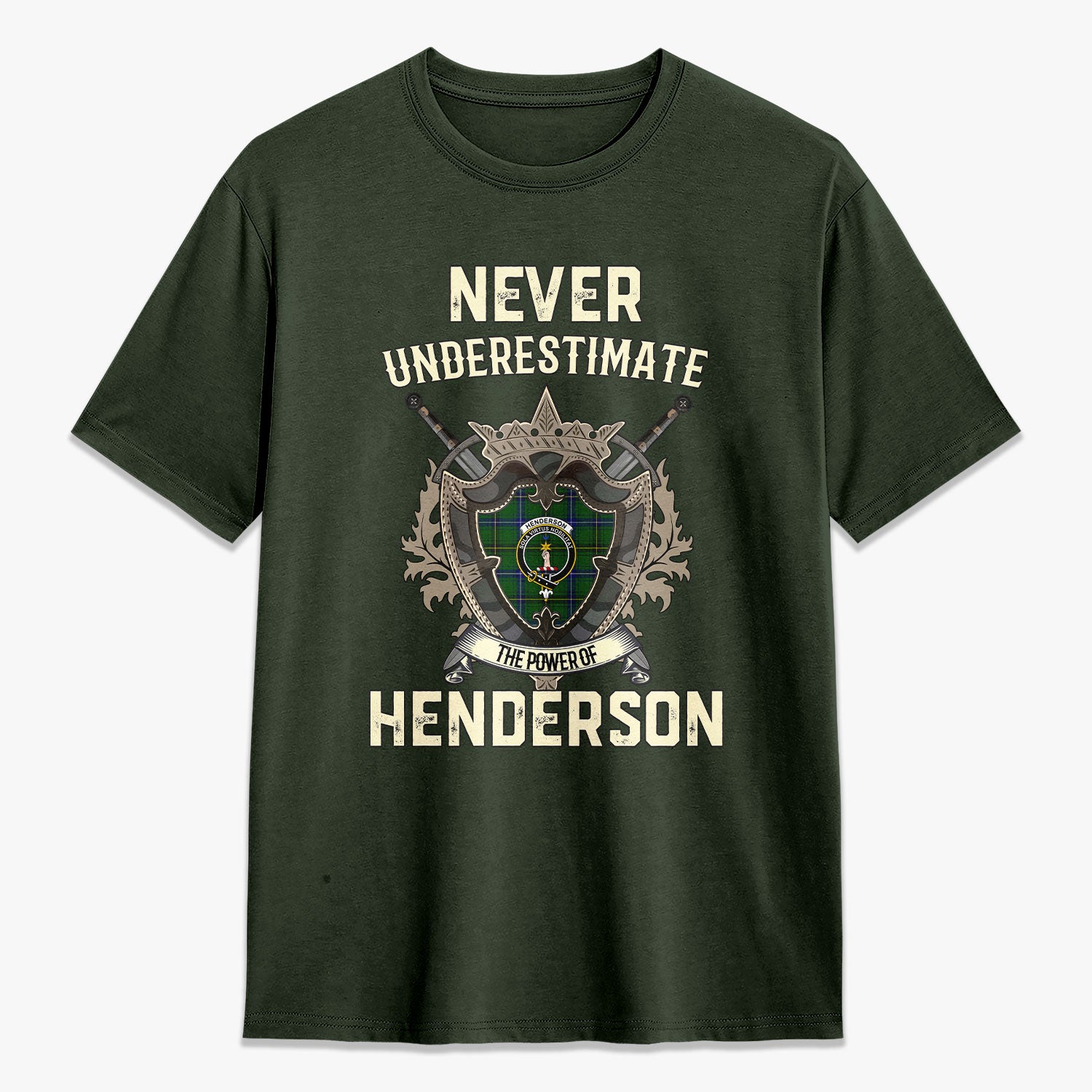 Henderson Modern Tartan Crest 2D T-shirt - Never Underestimate Style
