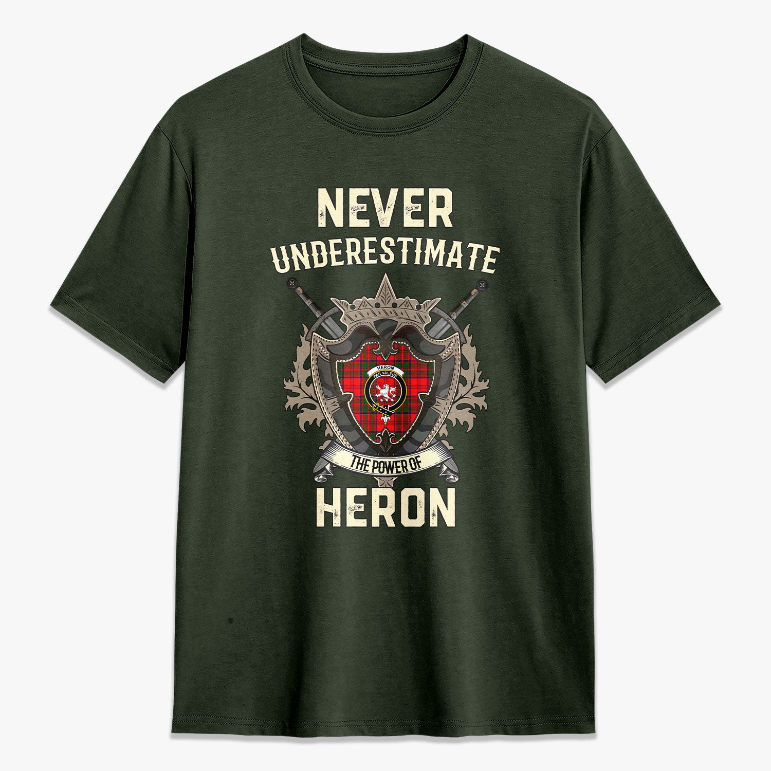 Heron Tartan Crest 2D T-shirt - Never Underestimate Style