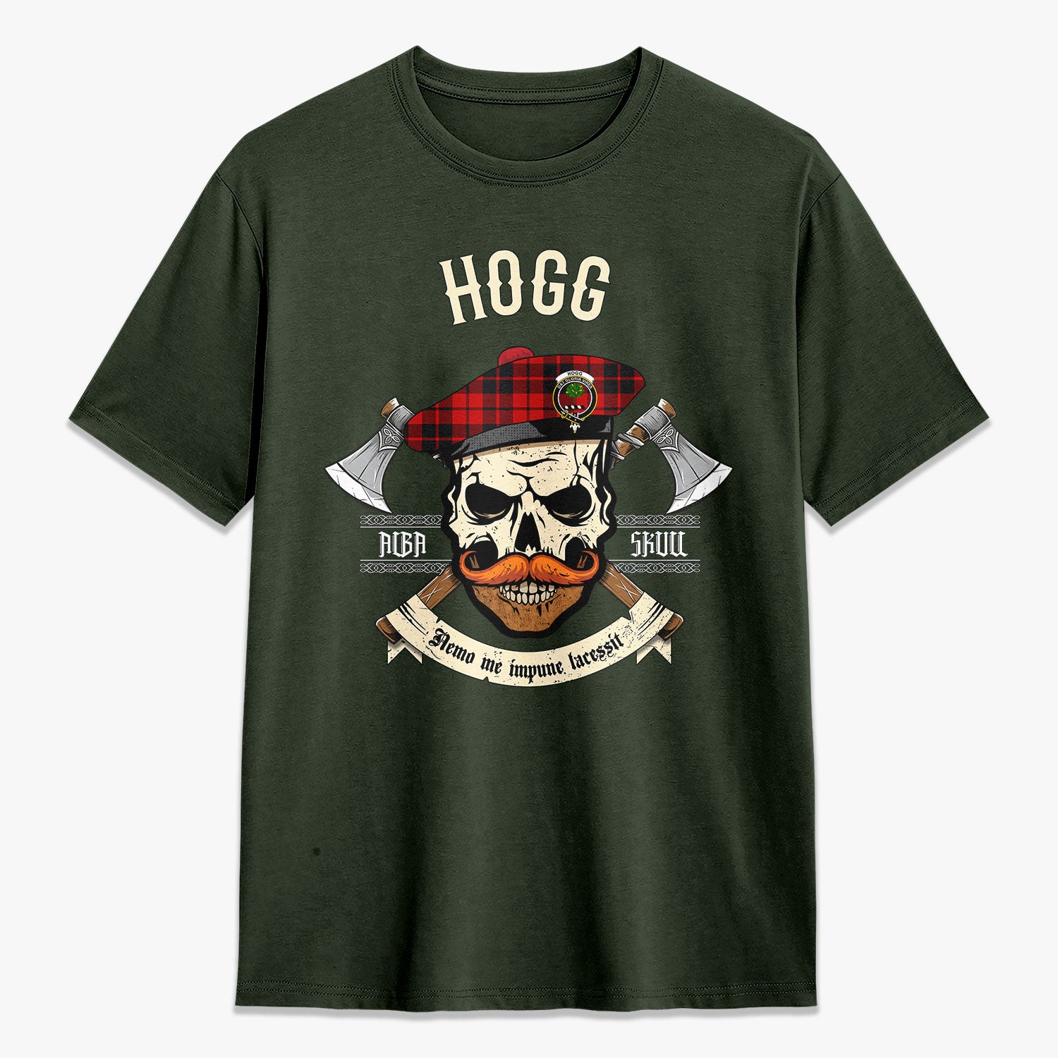 Hogg Tartan Crest 2D T-shirt - Alba Skull Style