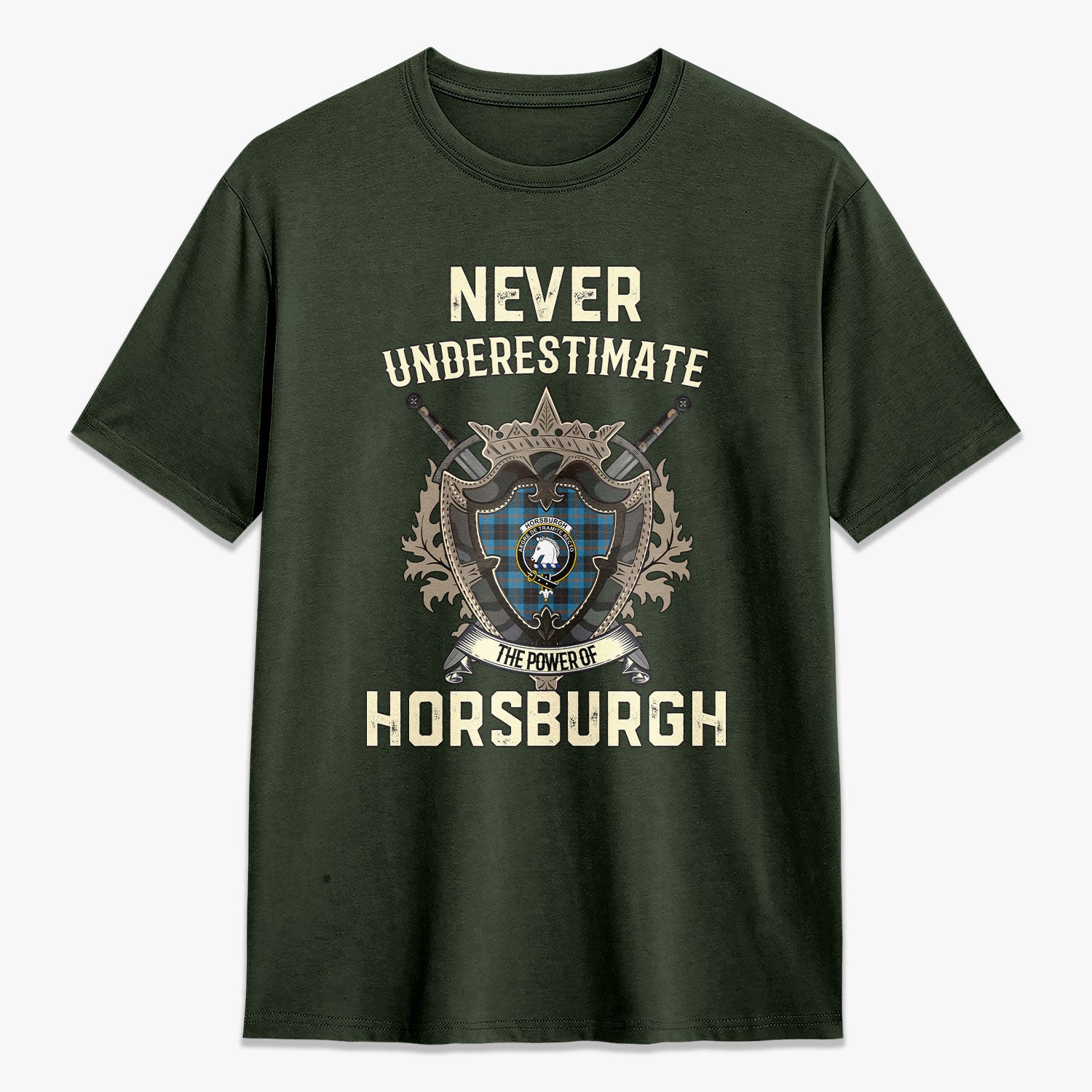 Horsburgh Tartan Crest 2D T-shirt - Never Underestimate Style