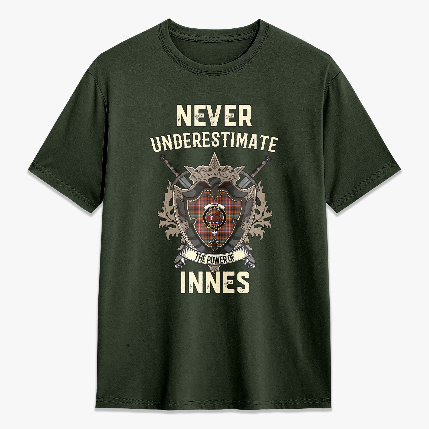 Innes Ancient Tartan Crest 2D T-shirt - Never Underestimate Style