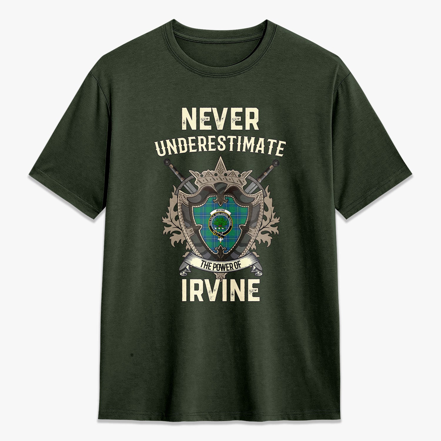 Irvine Ancient Tartan Crest 2D T-shirt - Never Underestimate Style