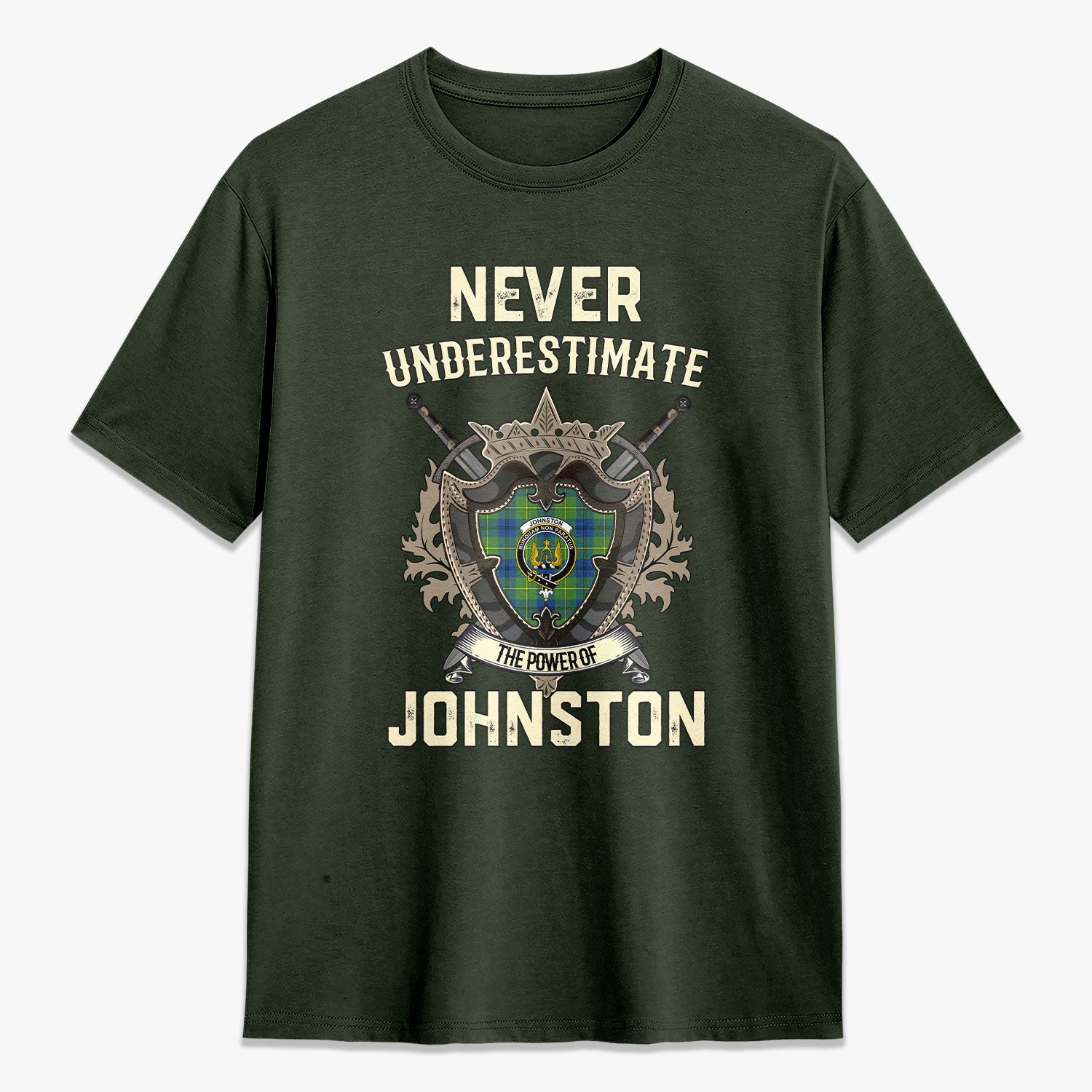 Johnston Ancient Tartan Crest 2D T-shirt - Never Underestimate Style