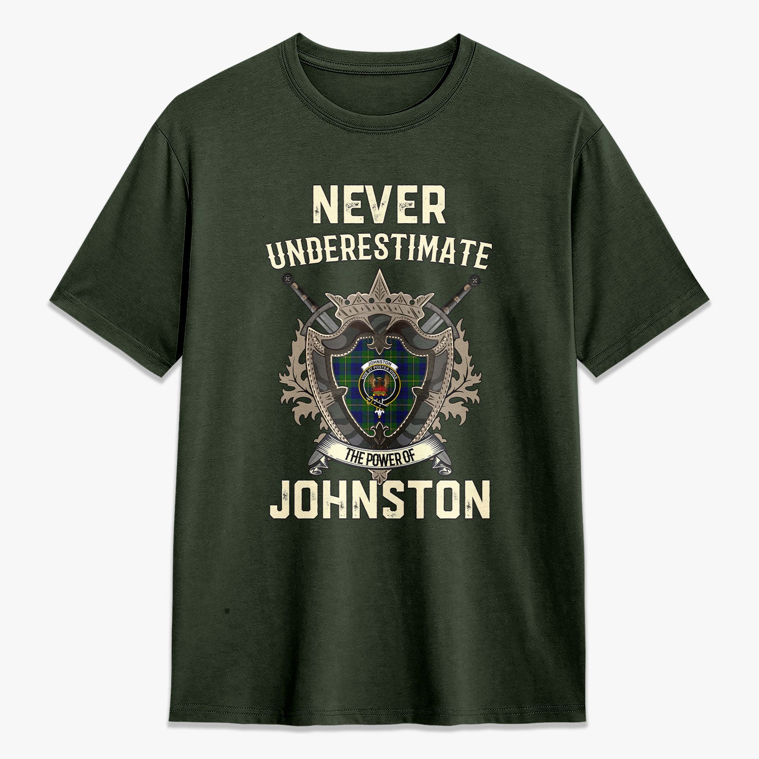 Johnston of Caskieben Tartan Crest 2D T-shirt - Never Underestimate Style