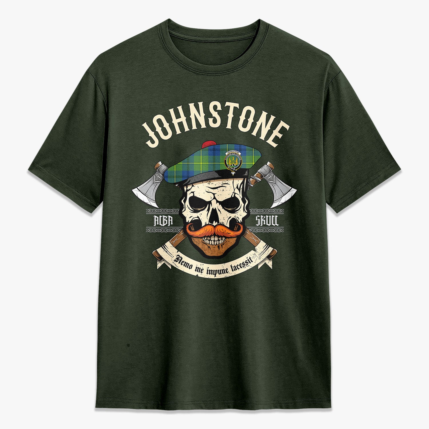 Johnstone Ancient Tartan Crest 2D T-shirt - Alba Skull Style