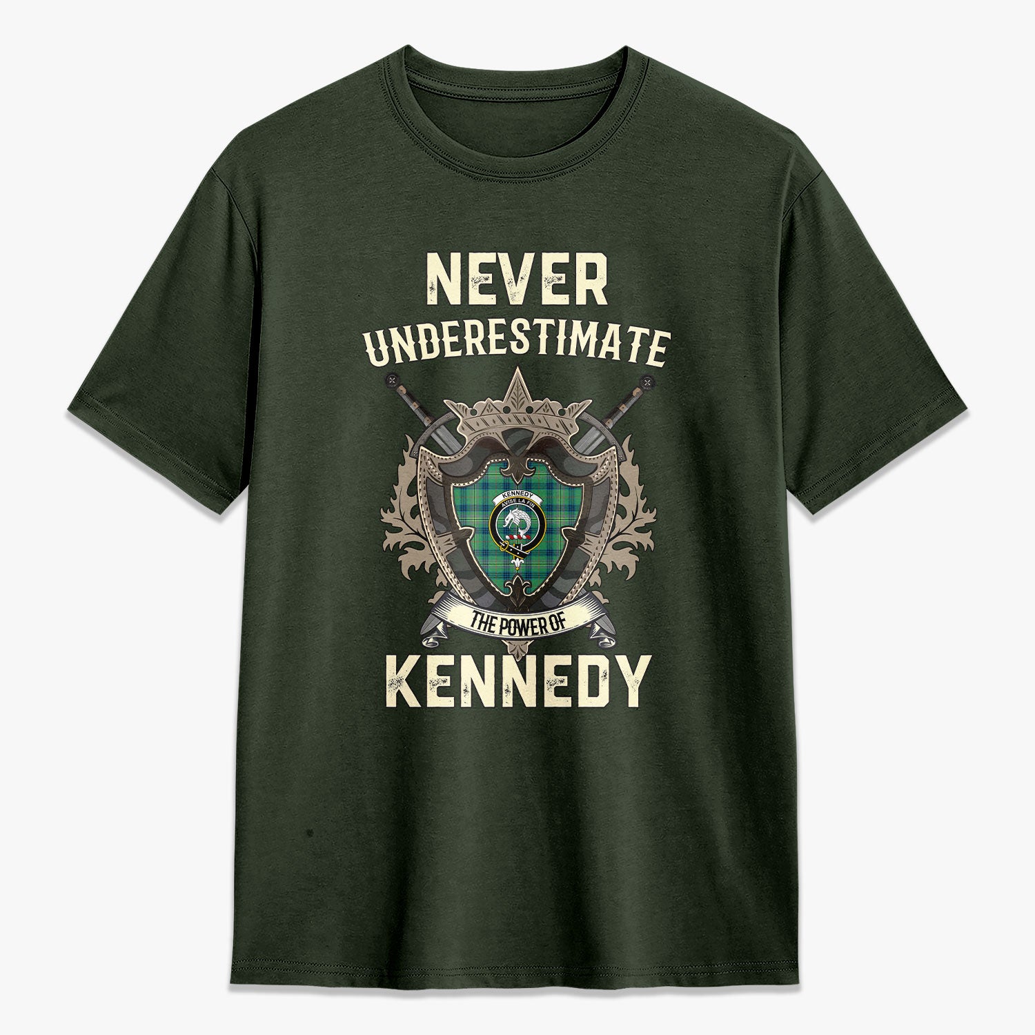 Kennedy Ancient Tartan Crest 2D T-shirt - Never Underestimate Style