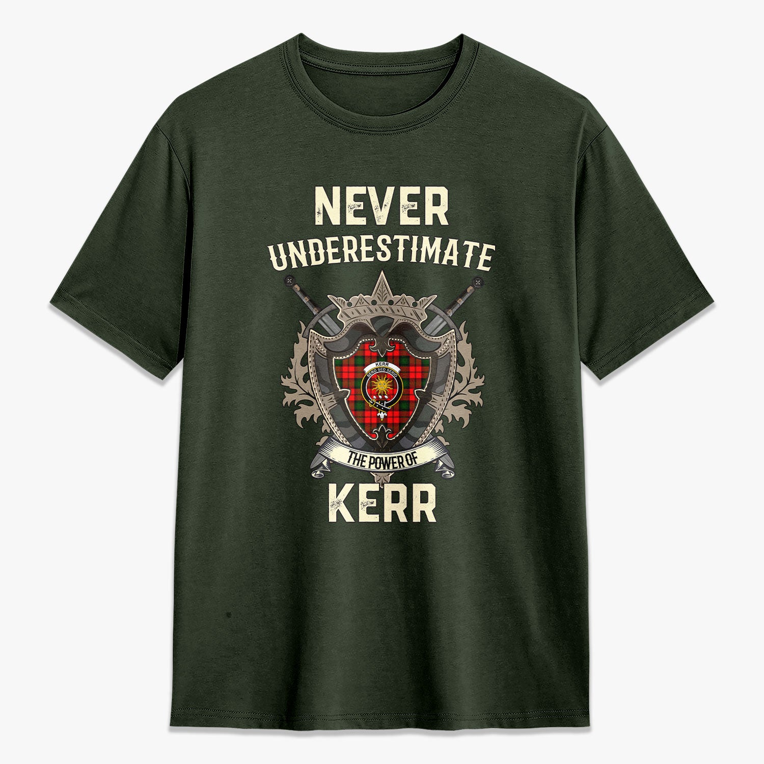 Kerr Modern Tartan Crest 2D T-shirt - Never Underestimate Style
