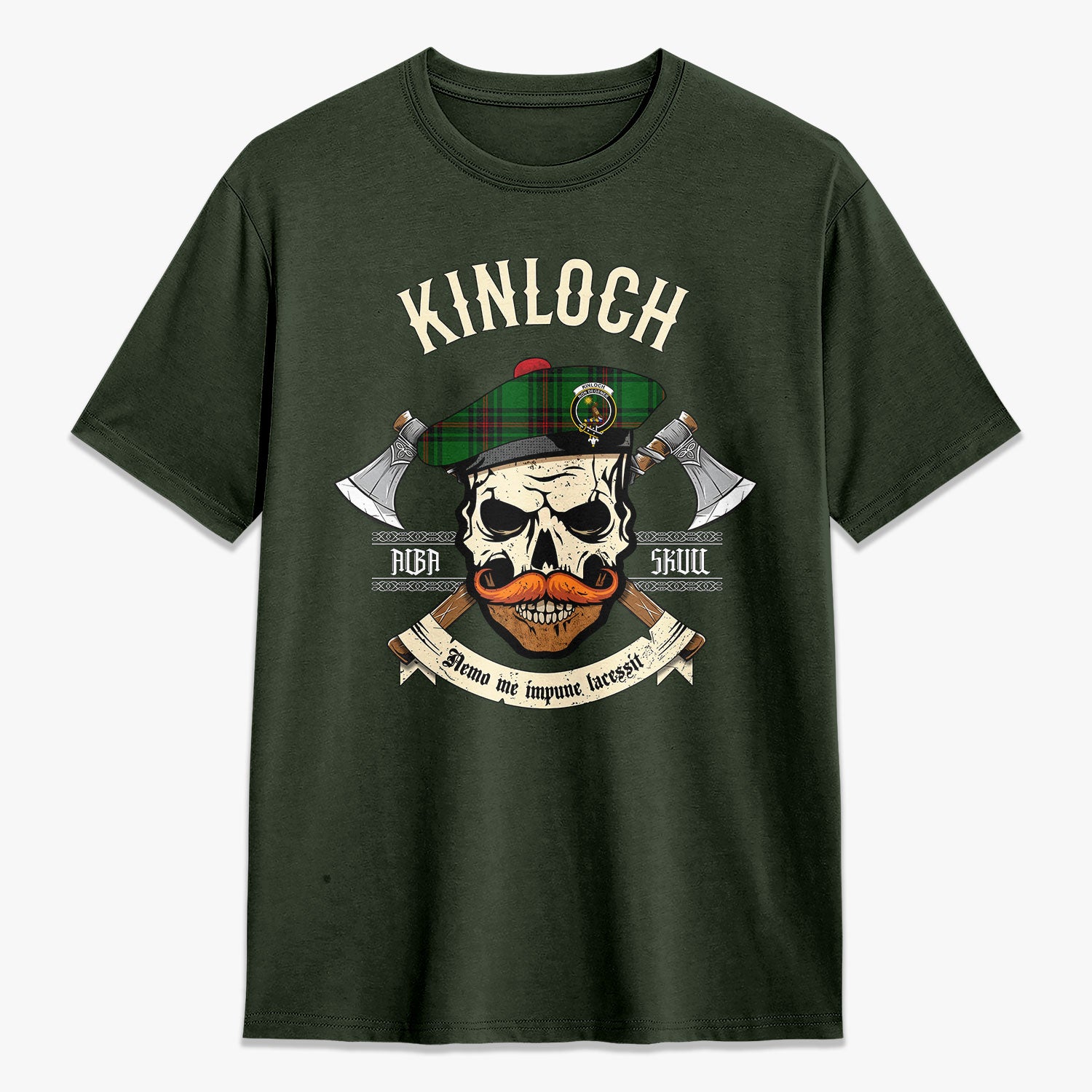 Kinloch Tartan Crest 2D T-shirt - Alba Skull Style