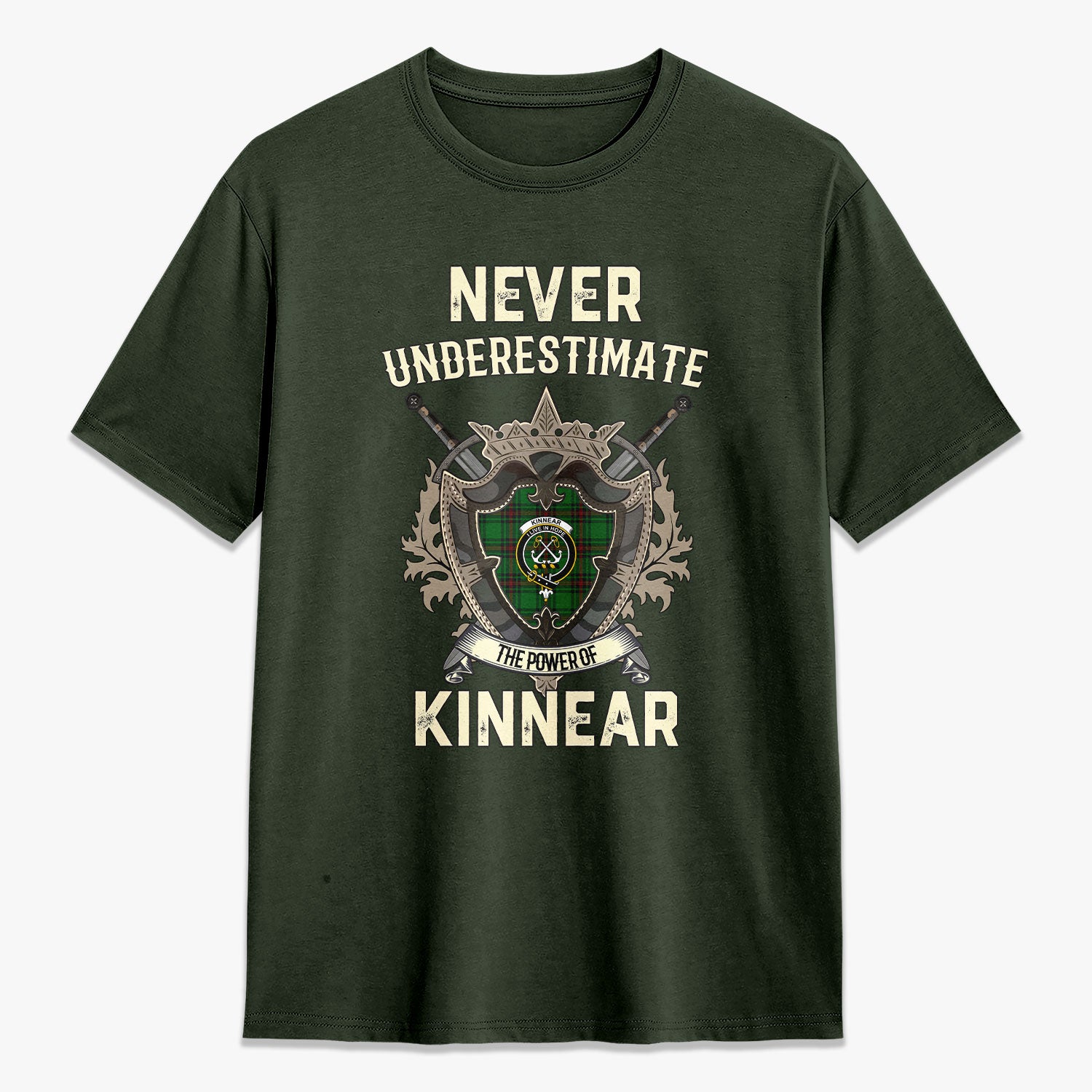 Kinnear Tartan Crest 2D T-shirt - Never Underestimate Style