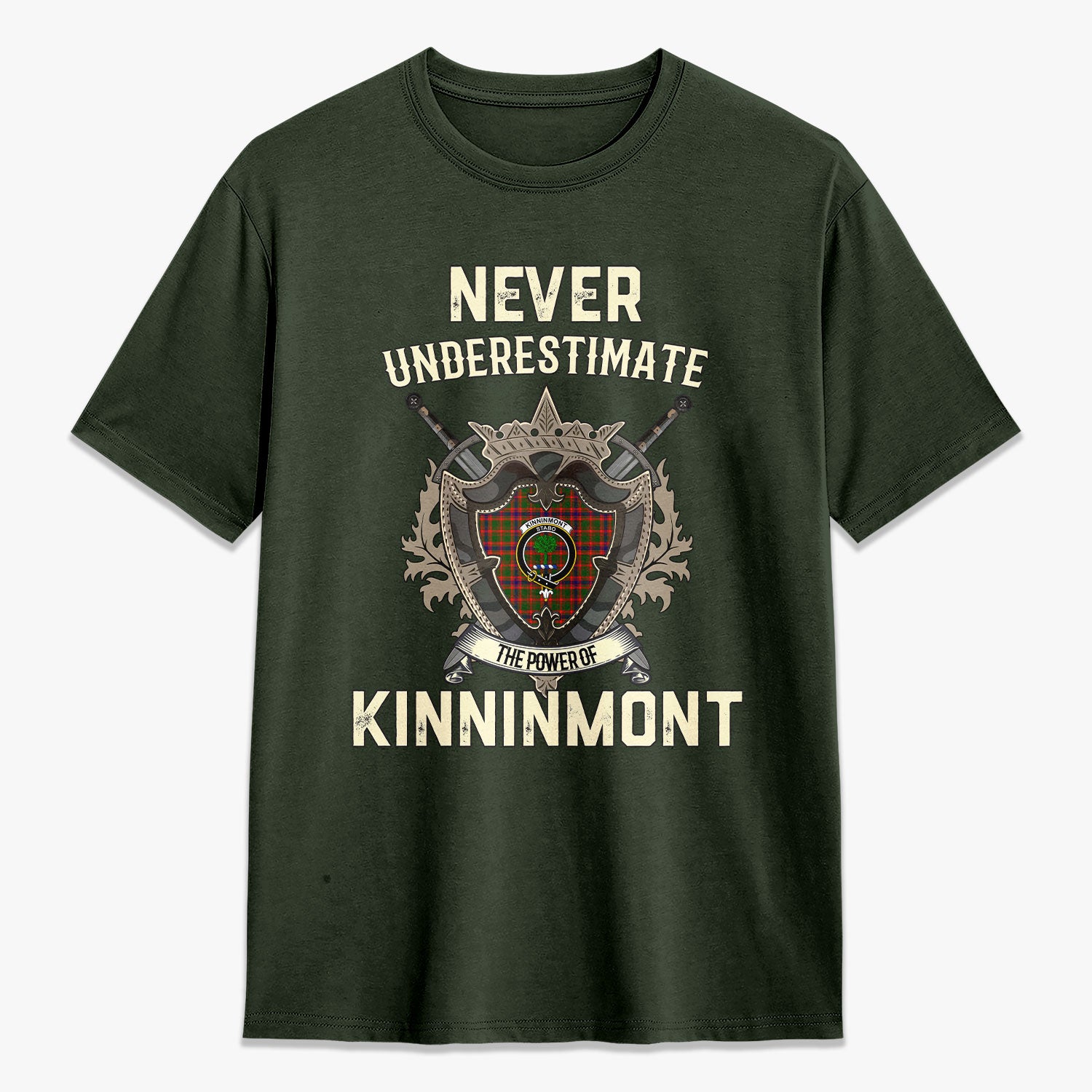 Kinninmont Tartan Crest 2D T-shirt - Never Underestimate Style