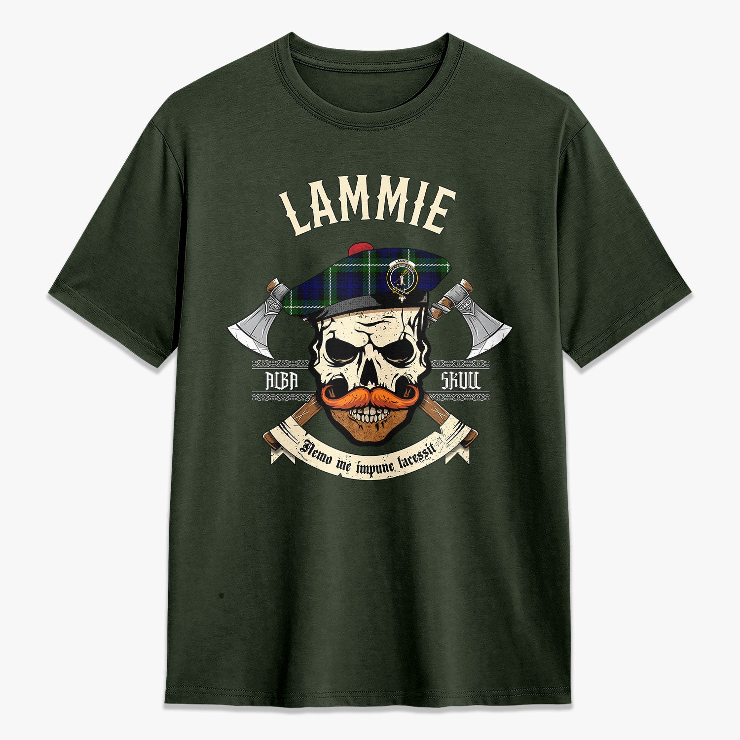 Lammie Tartan Crest 2D T-shirt - Alba Skull Style