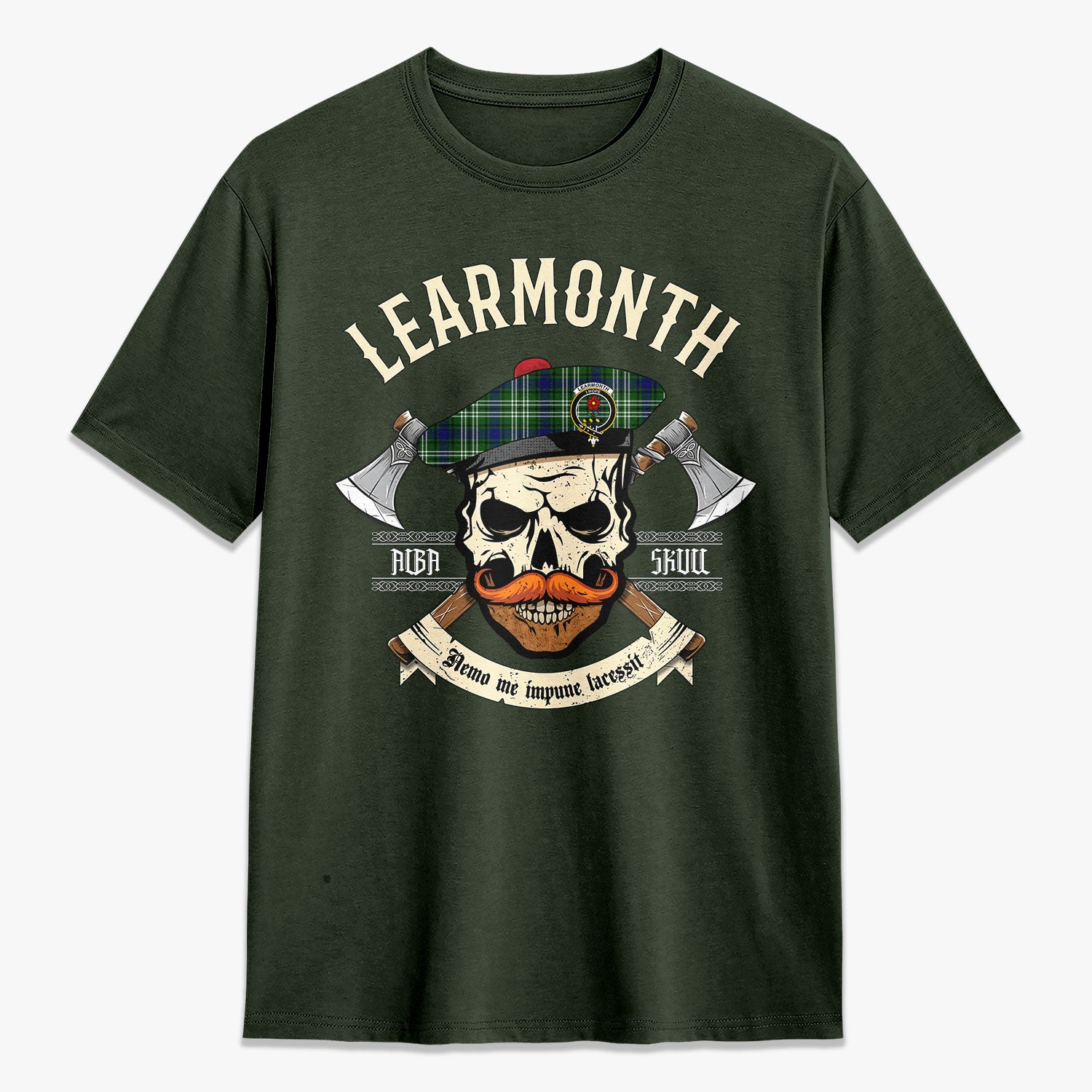 Learmonth Tartan Crest 2D T-shirt - Alba Skull Style