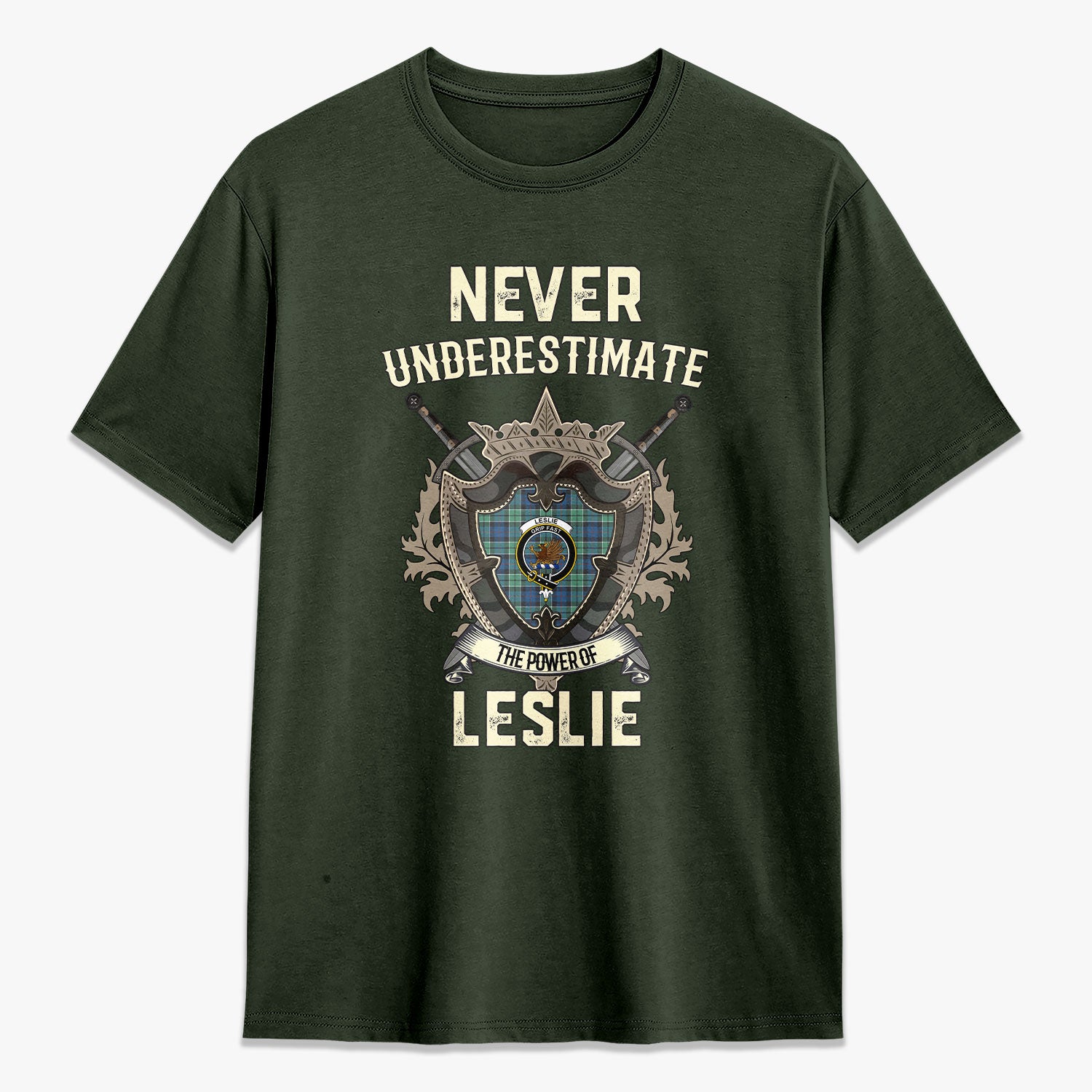 Leslie Hunting Ancient Tartan Crest 2D T-shirt - Never Underestimate Style
