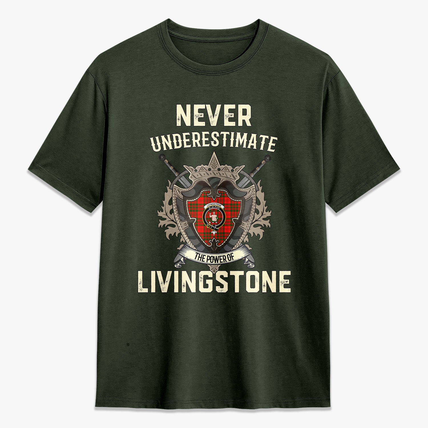 Livingstone Tartan Crest 2D T-shirt - Never Underestimate Style