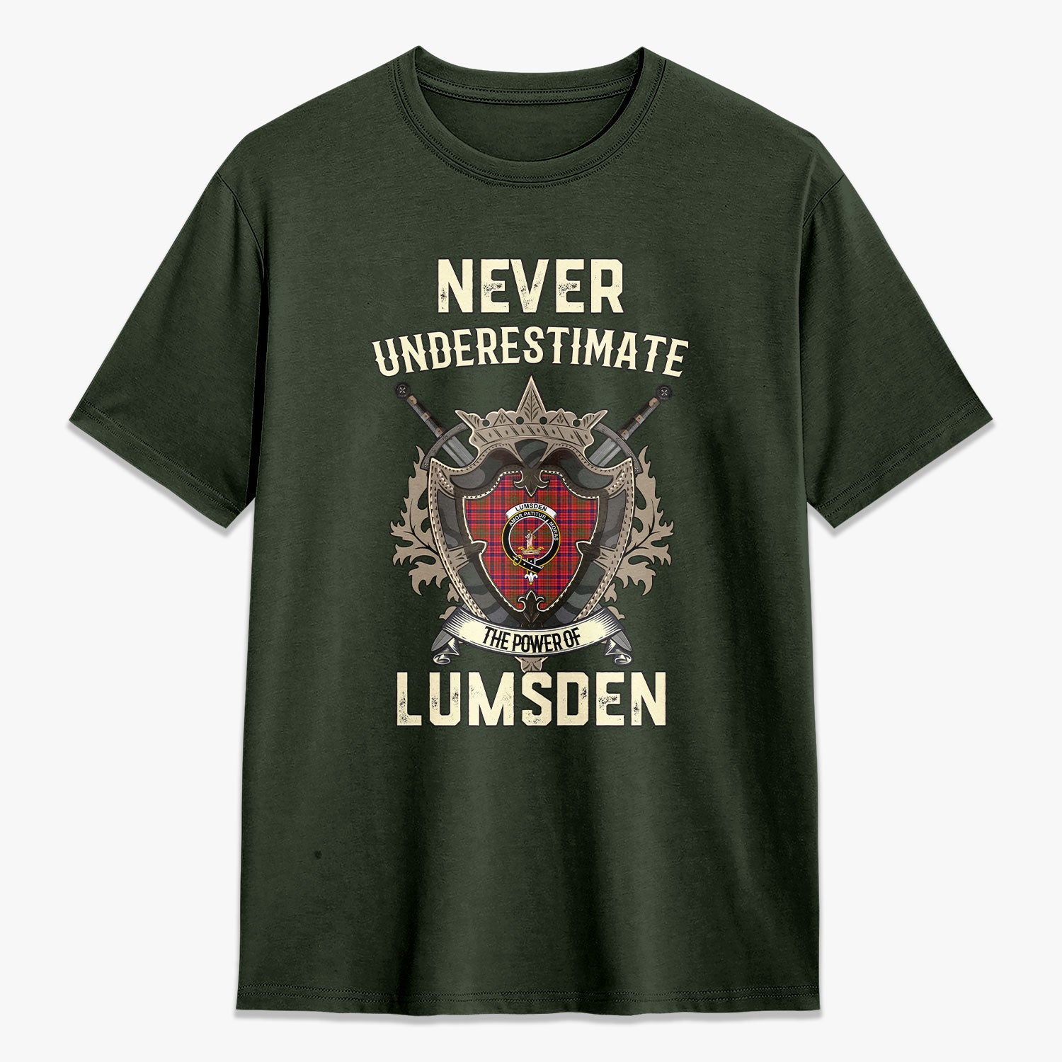 Lumsden Modern Tartan Crest 2D T-shirt - Never Underestimate Style