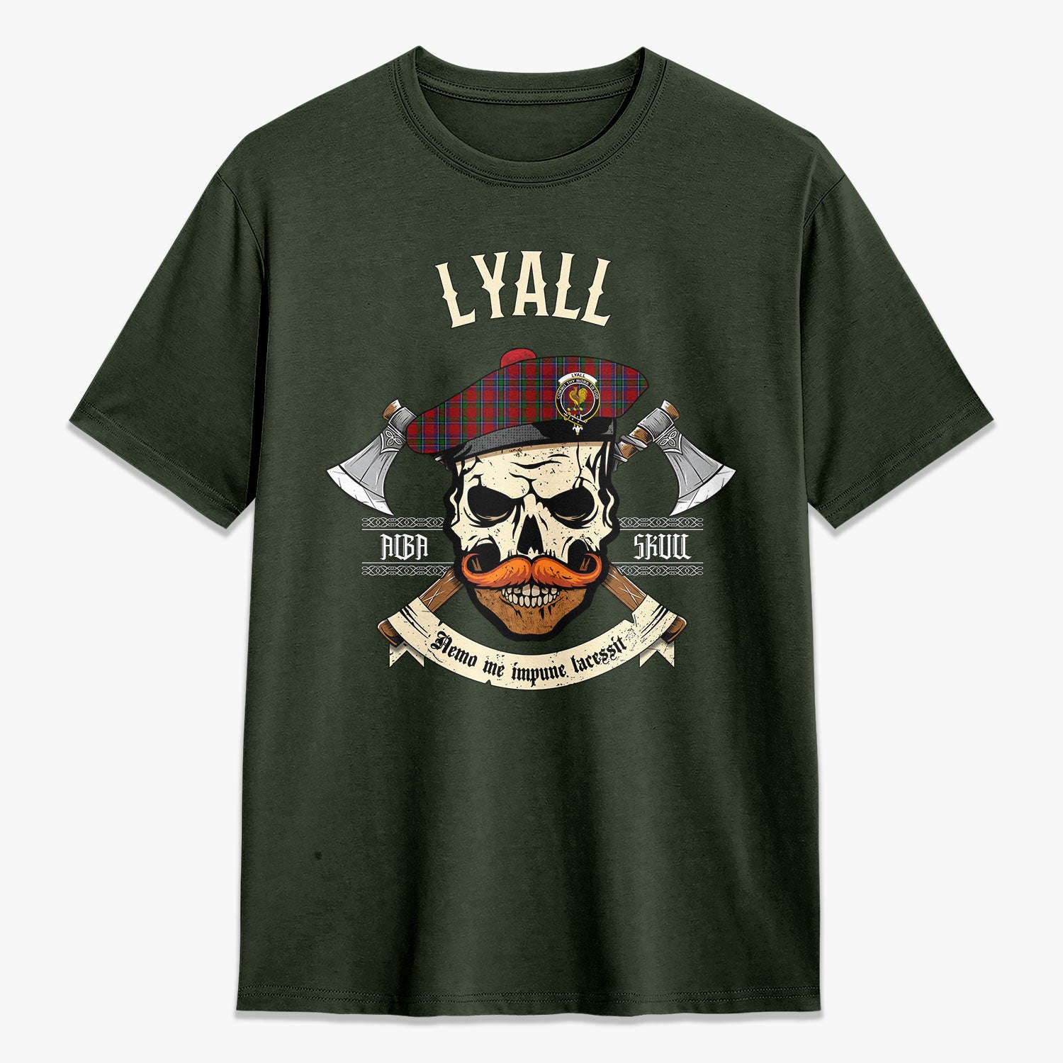 Lyall Tartan Crest 2D T-shirt - Alba Skull Style