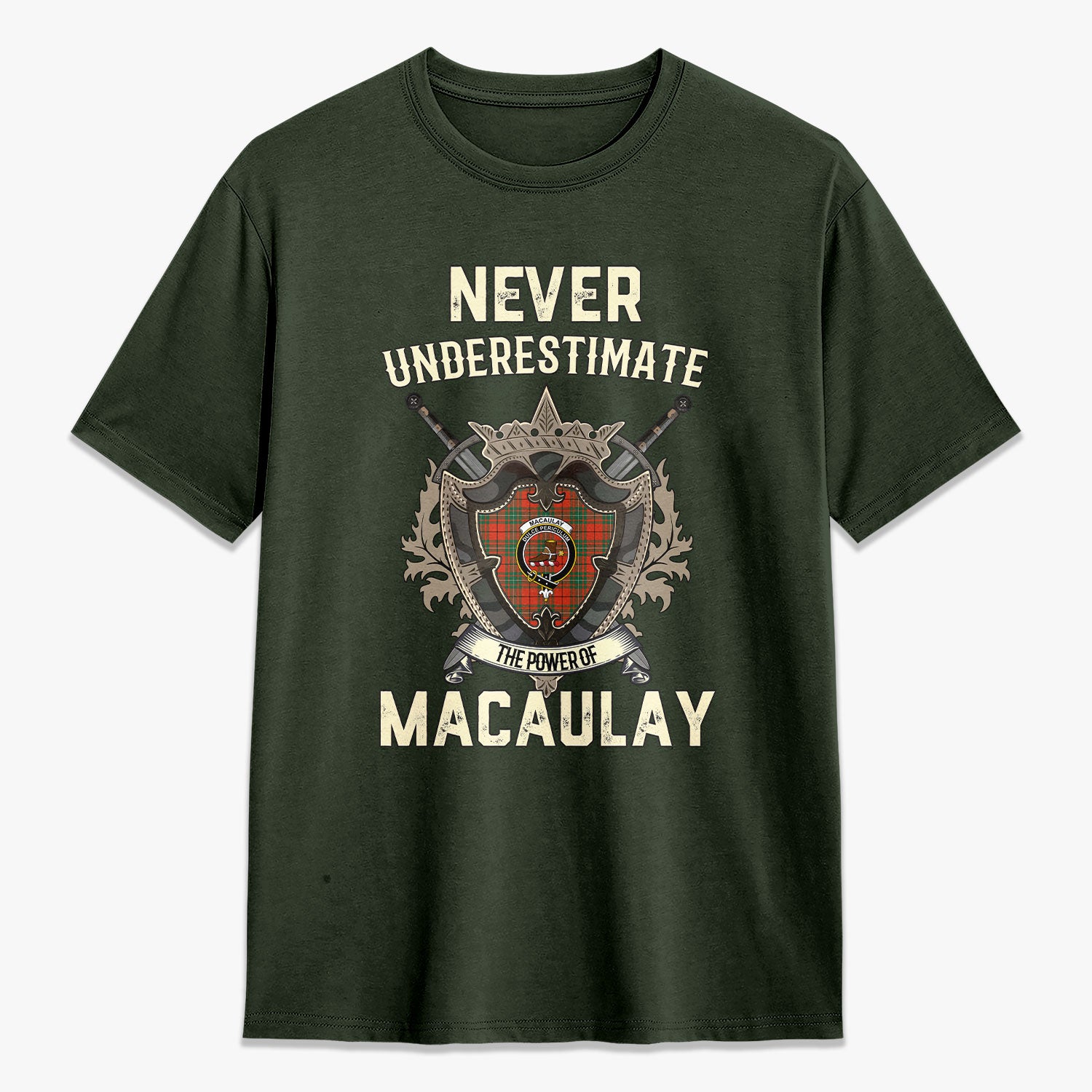 MacAulay Ancient Tartan Crest 2D T-shirt - Never Underestimate Style