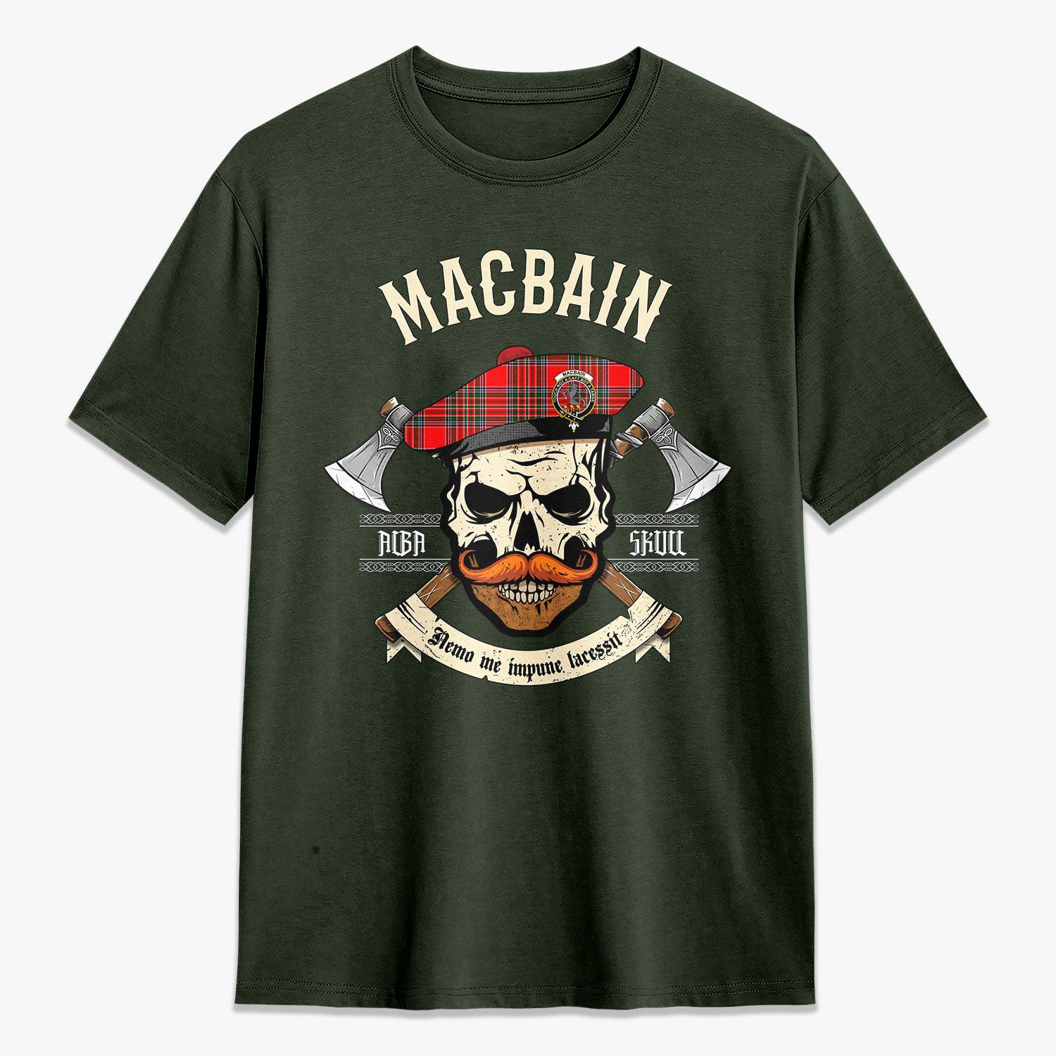 MacBain Tartan Crest 2D T-shirt - Alba Skull Style