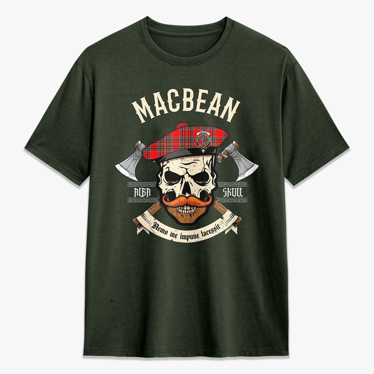 MacBean Tartan Crest 2D T-shirt - Alba Skull Style