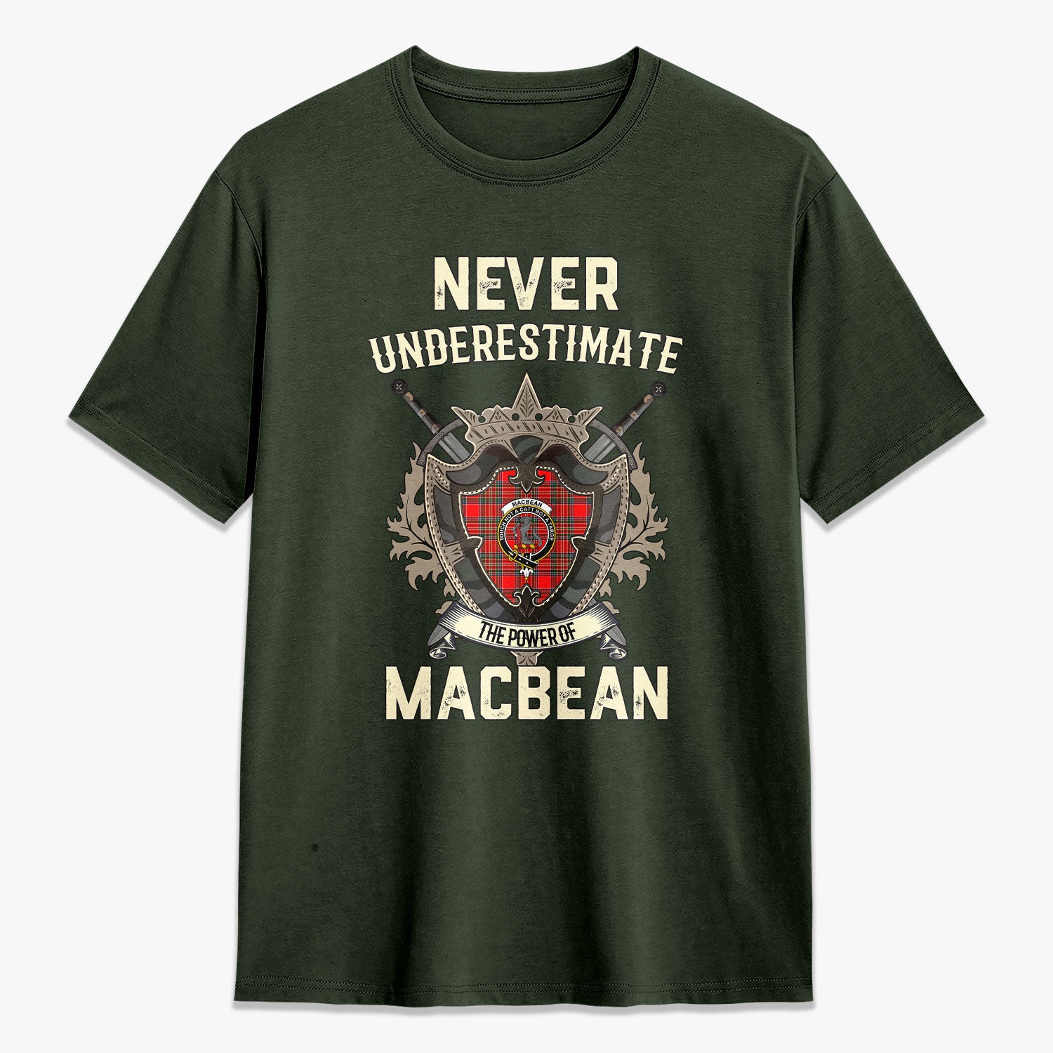 MacBean Tartan Crest 2D T-shirt - Never Underestimate Style