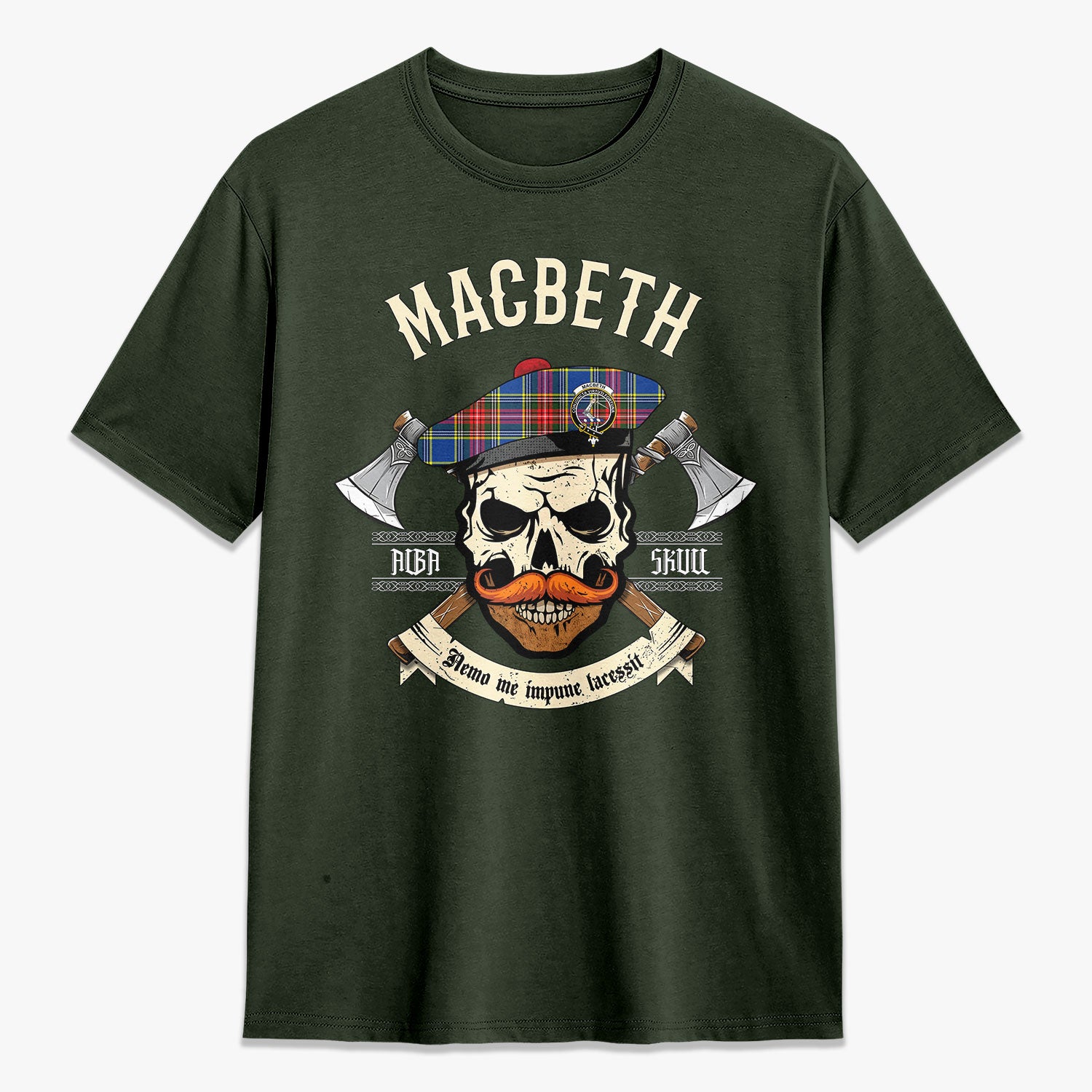 MacBeth Modern Tartan Crest 2D T-shirt - Alba Skull Style
