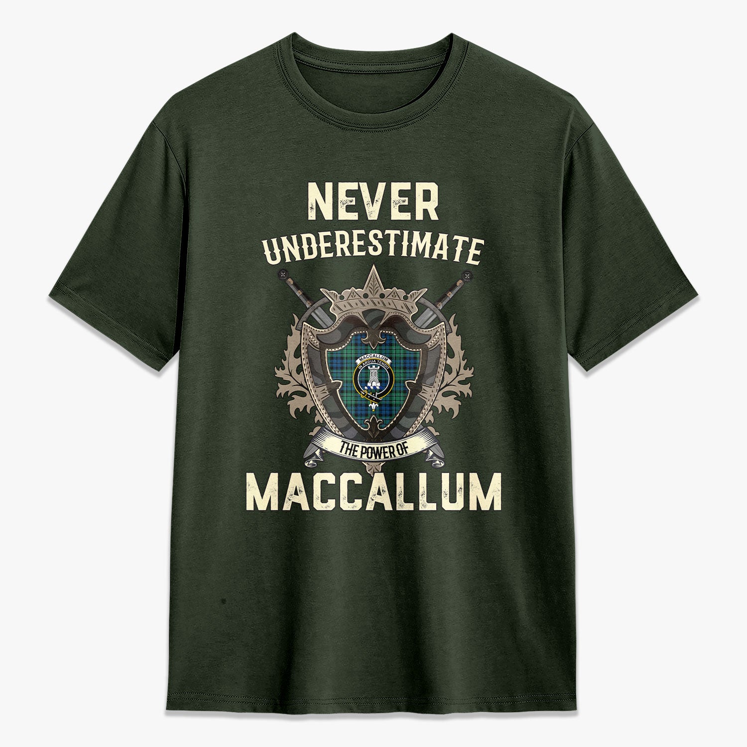 MacCallum Ancient Tartan Crest 2D T-shirt - Never Underestimate Style