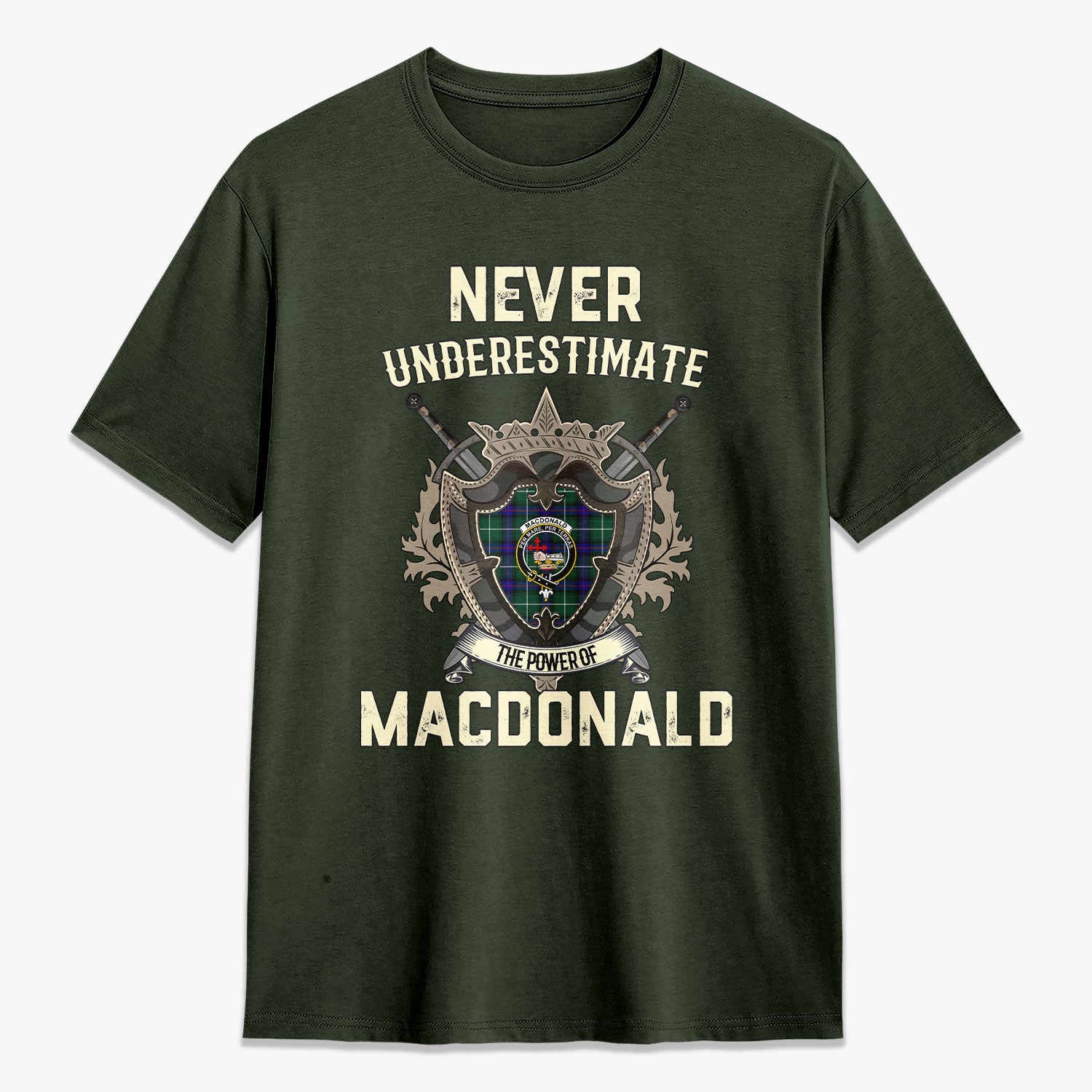 MacDonald of the Isles Hunting Modern Tartan Crest 2D T-shirt - Never Underestimate Style