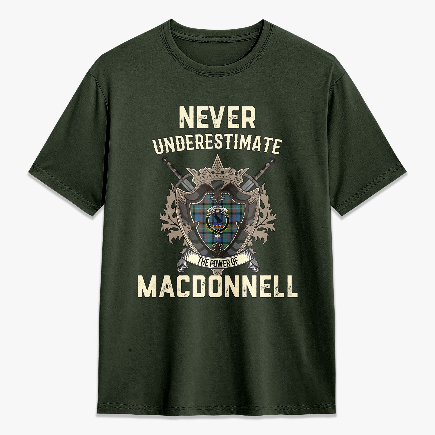 MacDonnell of Glengarry Ancient Tartan Crest 2D T-shirt - Never Underestimate Style