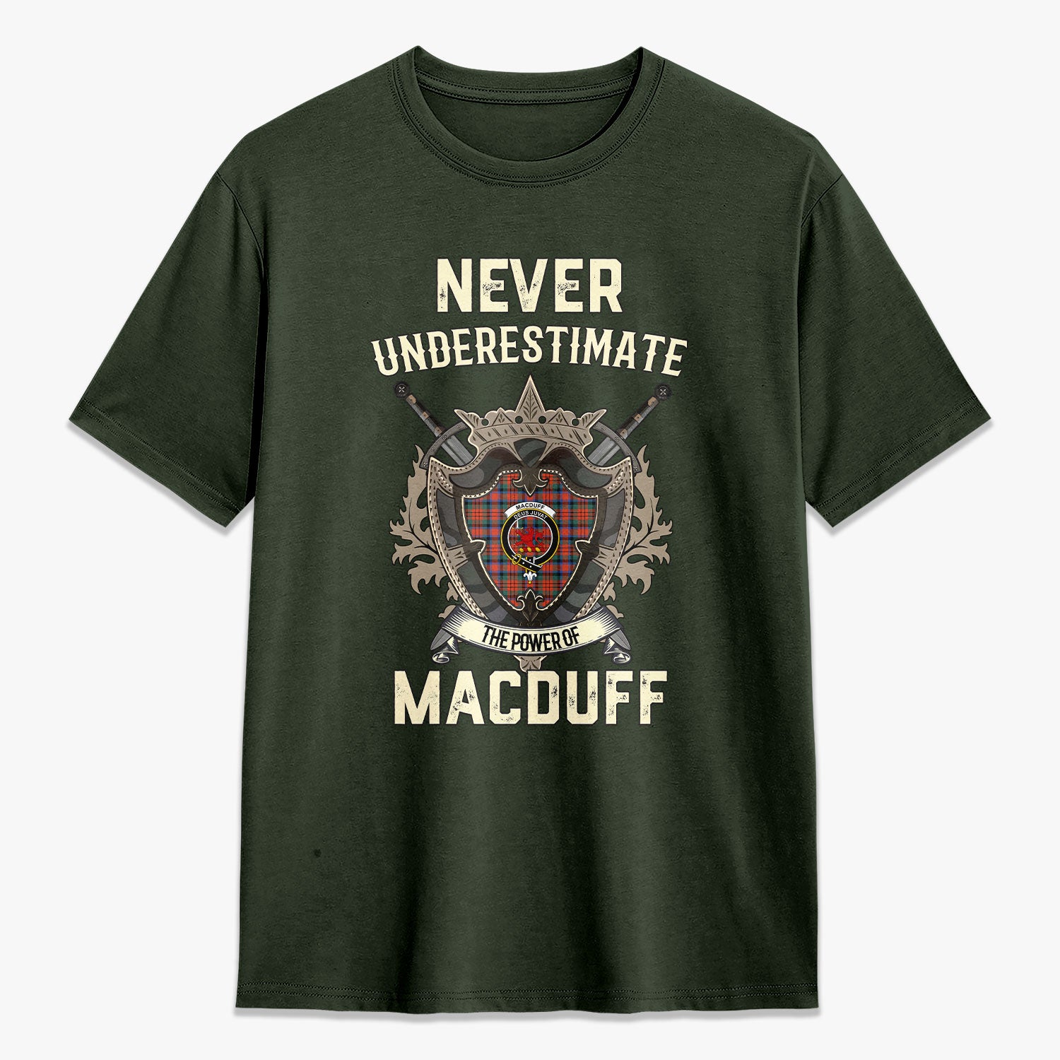 MacDuff Ancient Tartan Crest 2D T-shirt - Never Underestimate Style