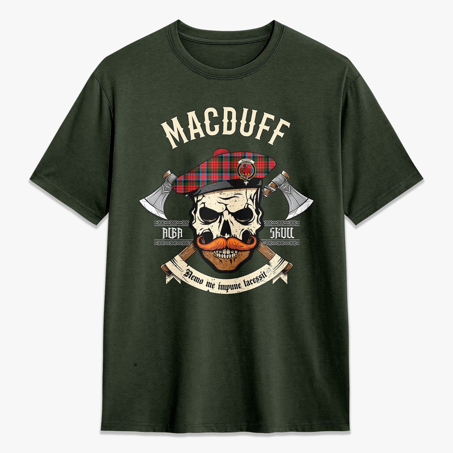 MacDuff Modern Tartan Crest 2D T-shirt - Alba Skull Style