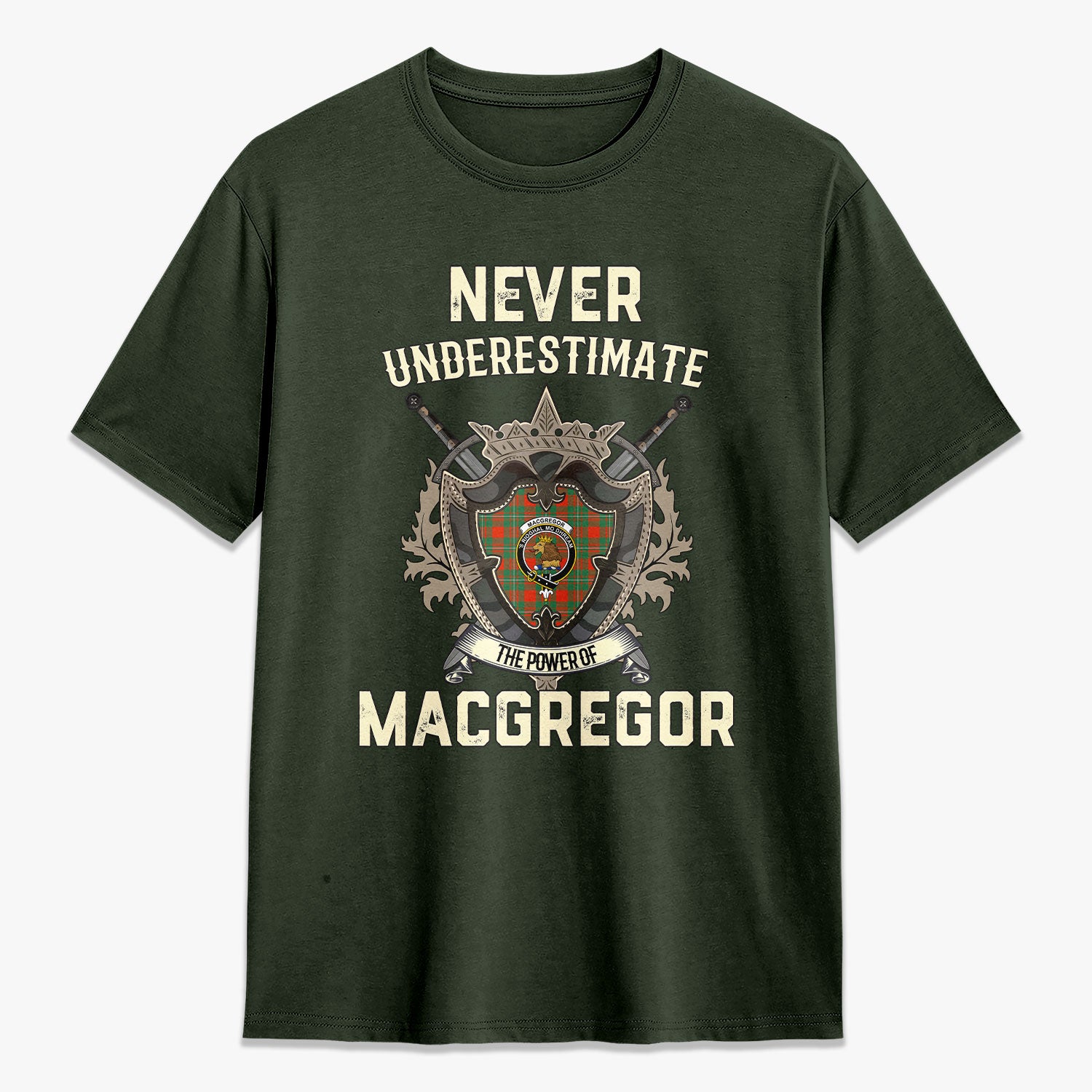 MacGregor Ancient Tartan Crest 2D T-shirt - Never Underestimate Style