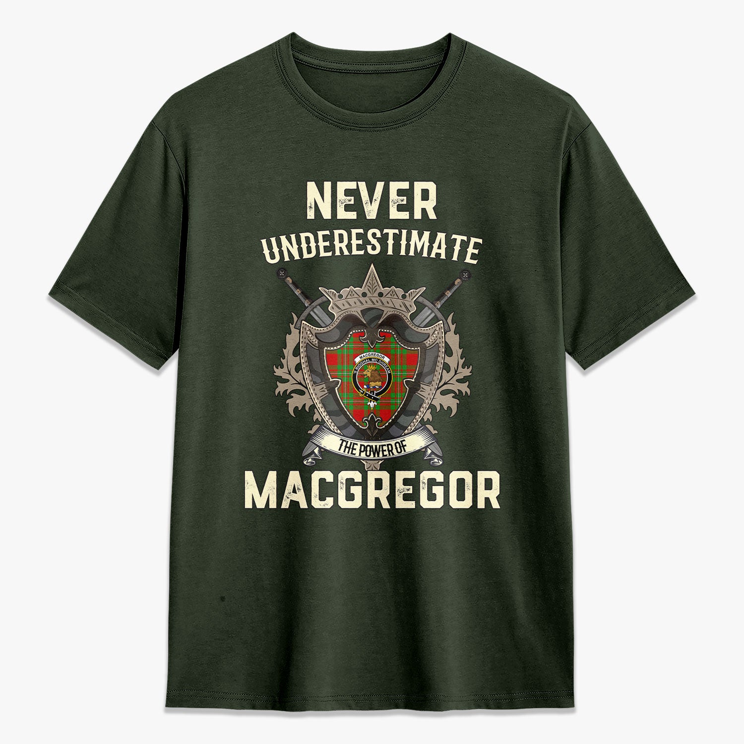 MacGregor Modern Tartan Crest 2D T-shirt - Never Underestimate Style