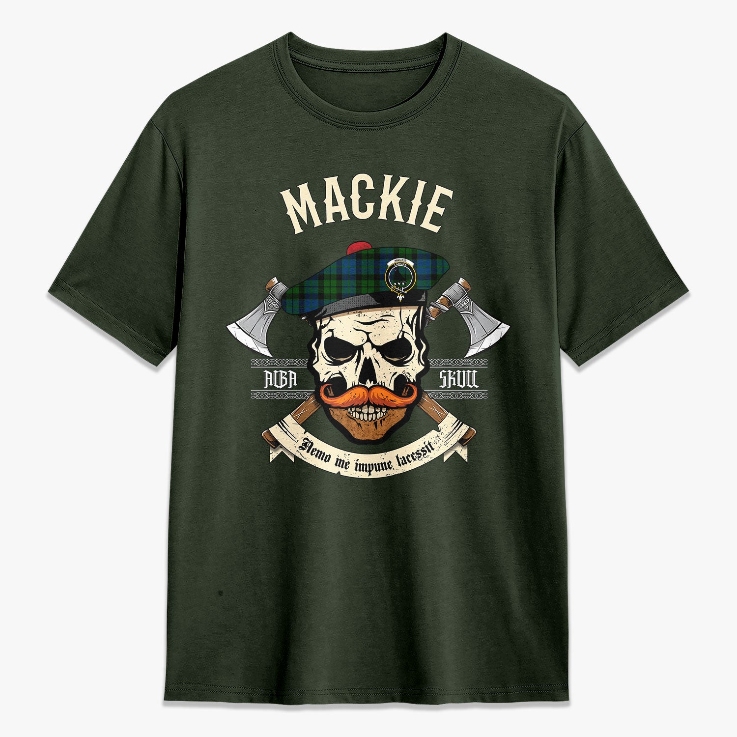 MacKie Tartan Crest 2D T-shirt - Alba Skull Style