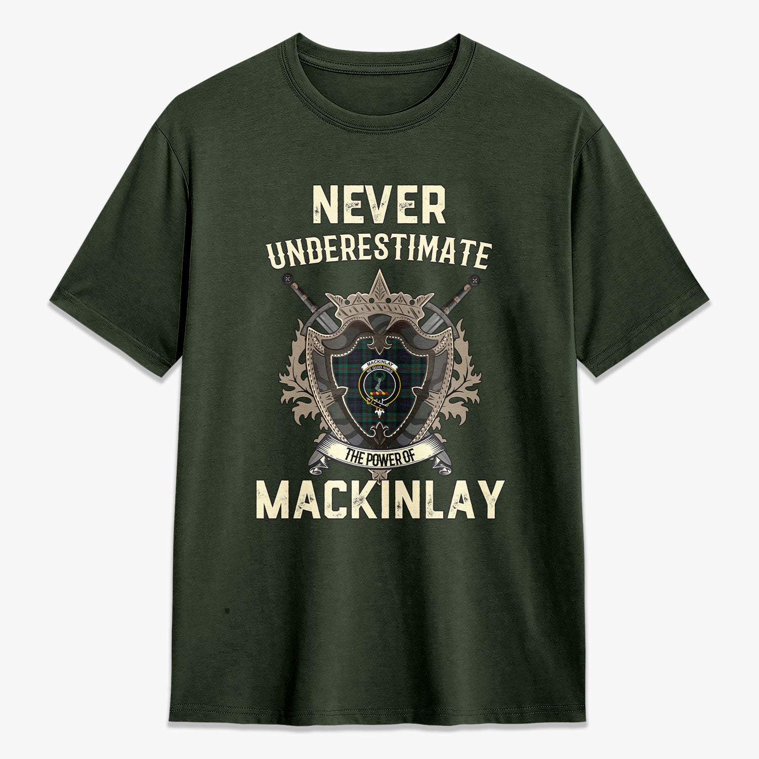 MacKinlay Modern Tartan Crest 2D T-shirt - Never Underestimate Style