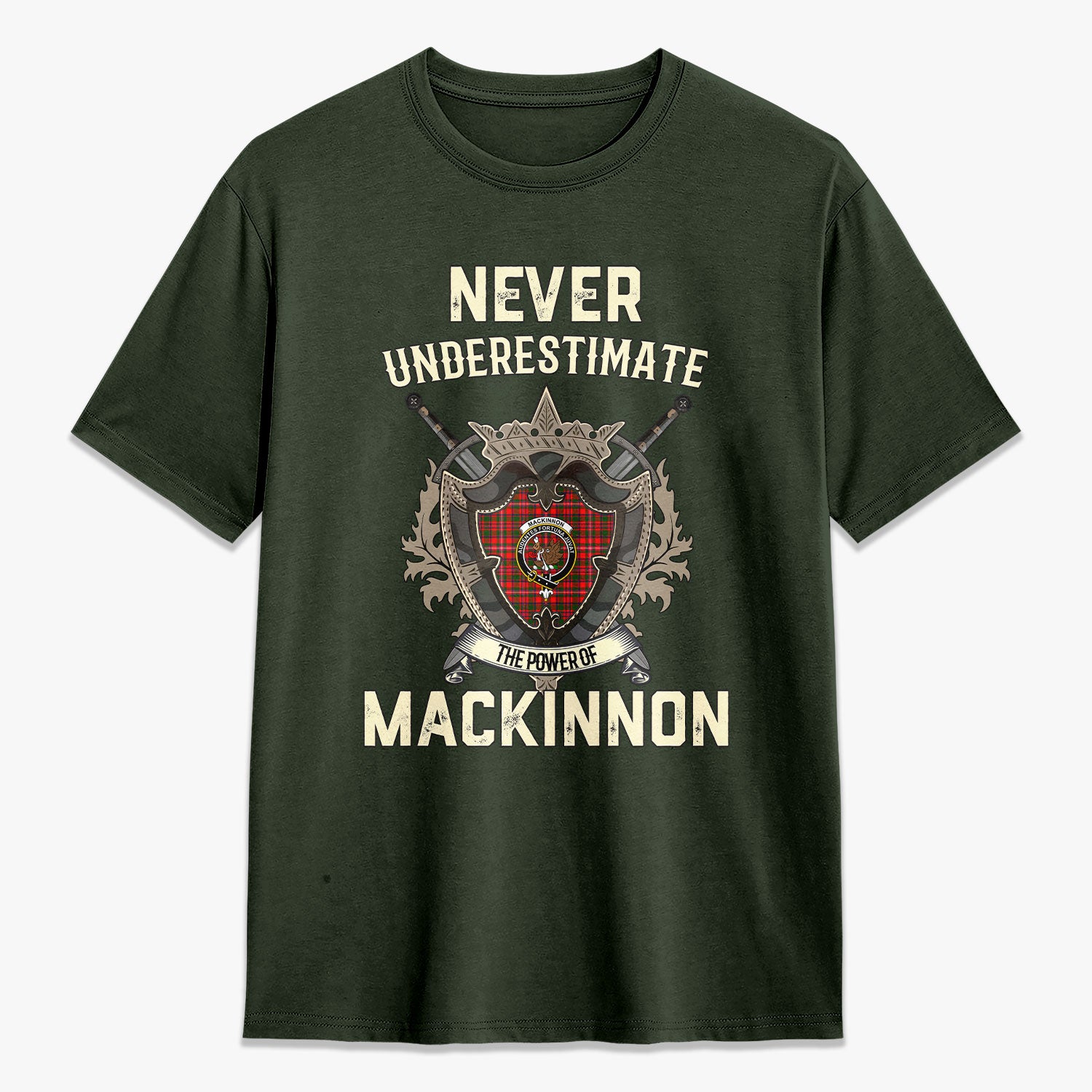MacKinnon Modern Tartan Crest 2D T-shirt - Never Underestimate Style