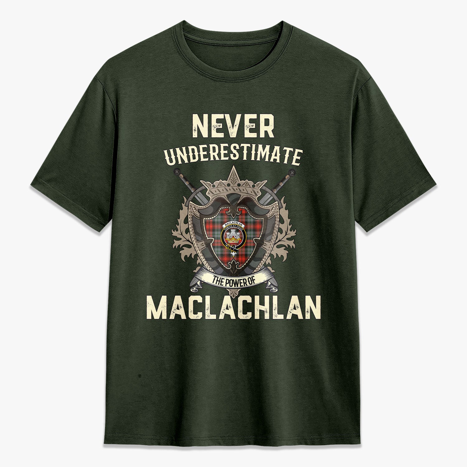 MacLachlan Weathered Tartan Crest 2D T-shirt - Never Underestimate Style